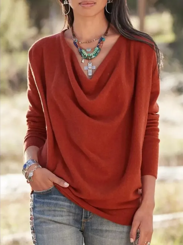 Full Size Cowl Neck Long Sleeve Top Plus Size sold by Charming Charlie