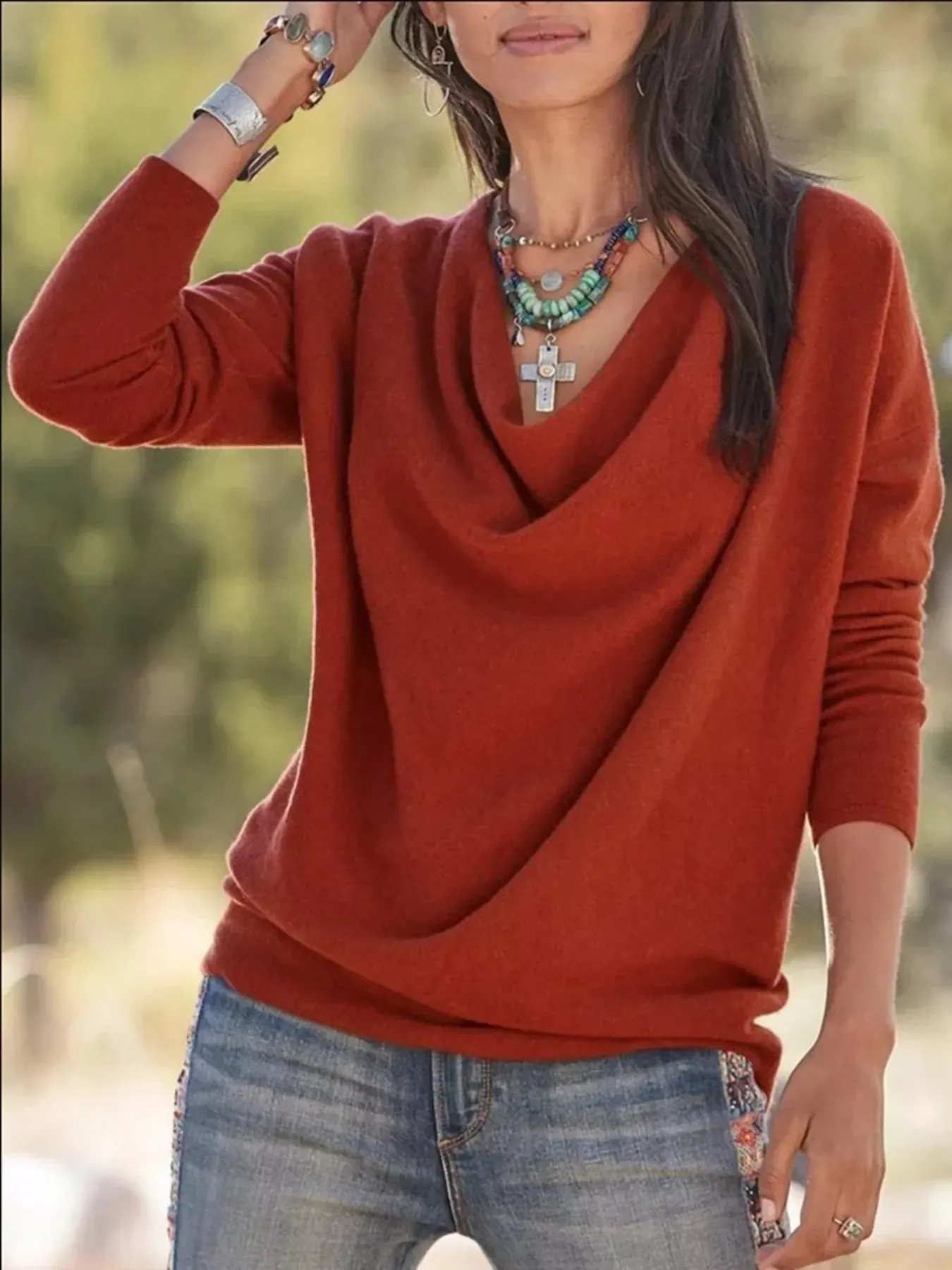 Full Size Cowl Neck Long Sleeve Top Plus Size sold by Charming Charlie product image thumbnail 2