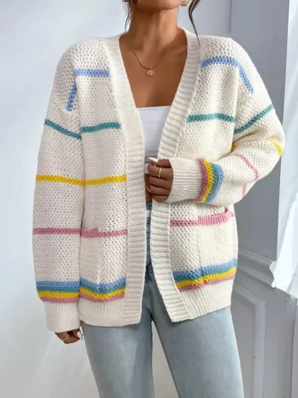 Striped Knit Open Front Cardigan sold by Charming Charlie
