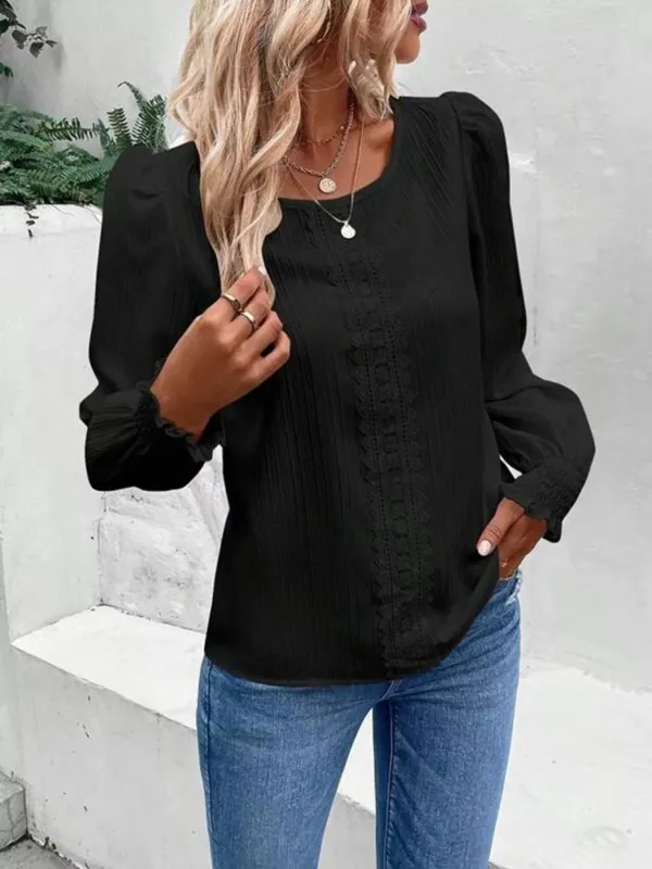 Lace Trim Long Sleeve Blouse sold by Charming Charlie