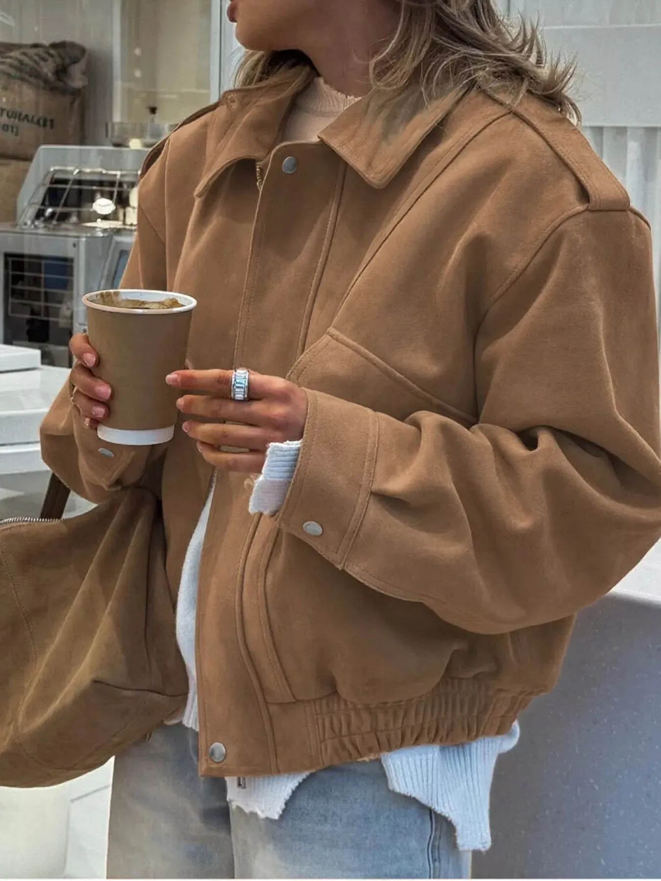 Zip Up Oversized Jacket sold by Charming Charlie