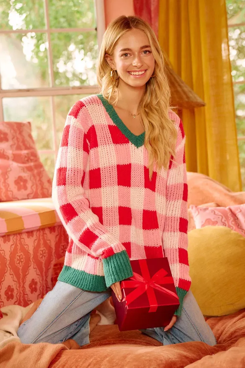 BiBi Christmas Theme Checker Board Sweater sold by Charming Charlie product image thumbnail 2