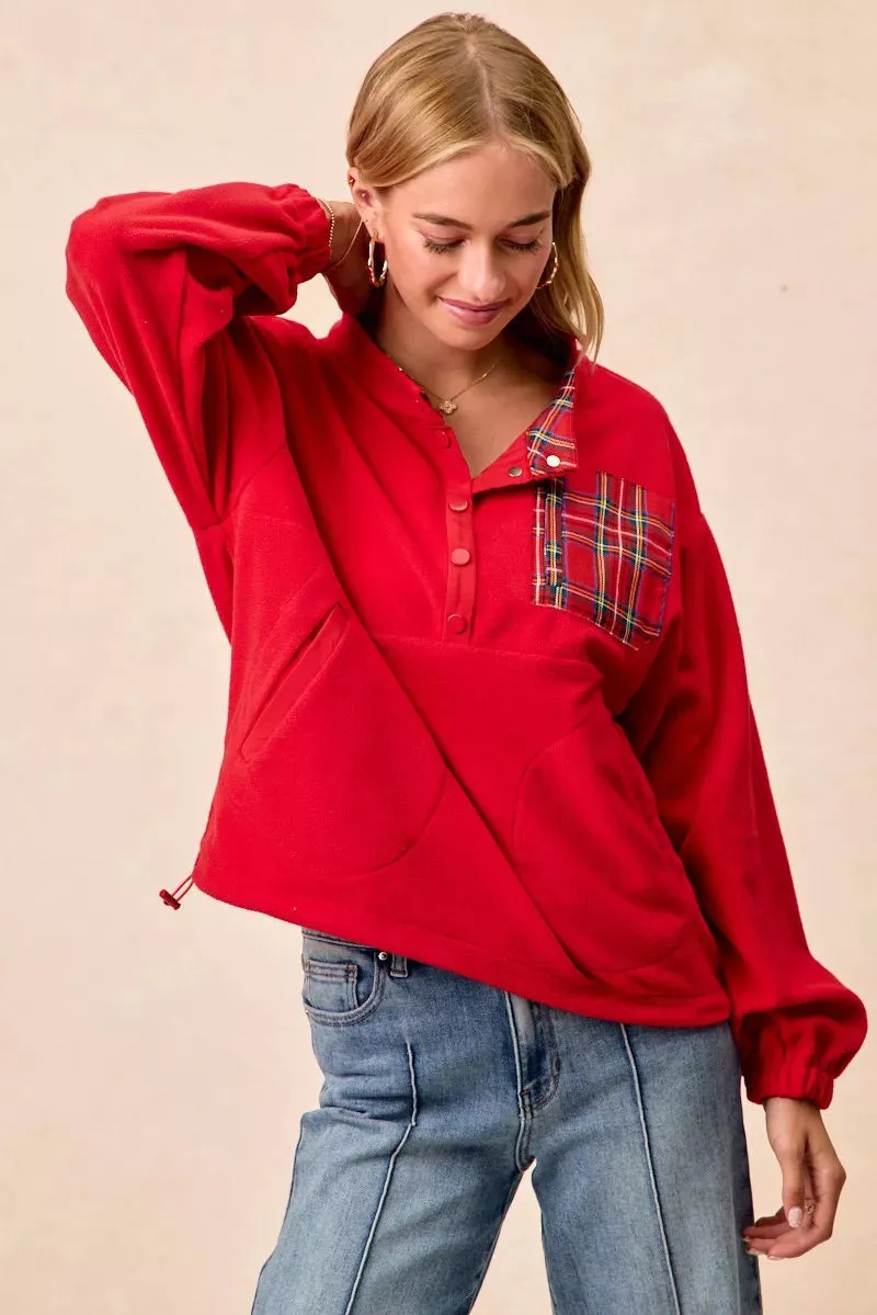 BiBi Christmas Theme Fleece Buttoned Top with Pockets sold by Charming Charlie product image thumbnail 5