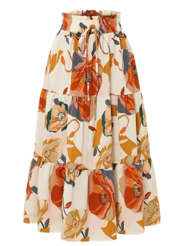 Full Size Floral Print Tiered Skirt Plus Size sold by Charming Charlie