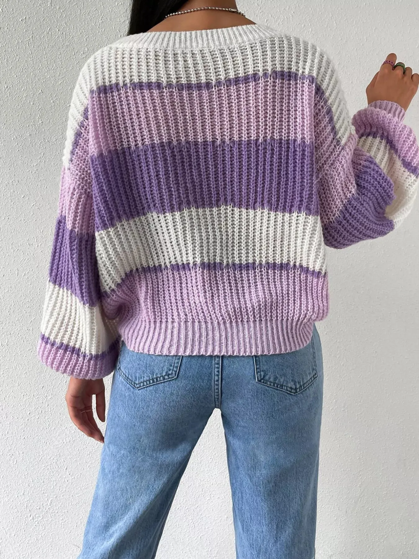 Striped Knit Round Neck Sweater sold by Charming Charlie product image thumbnail 5
