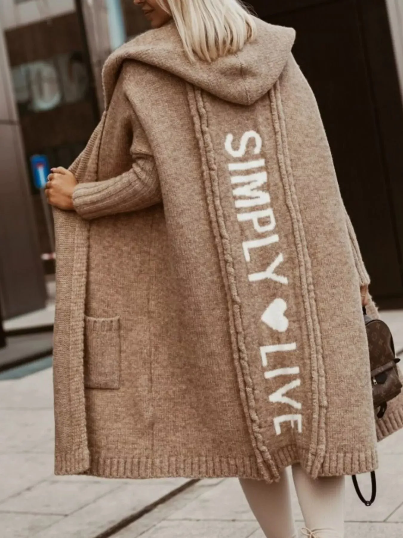 Full Size Hooded Knit Open Front Cardigan Plus Size sold by Charming Charlie product image thumbnail 4