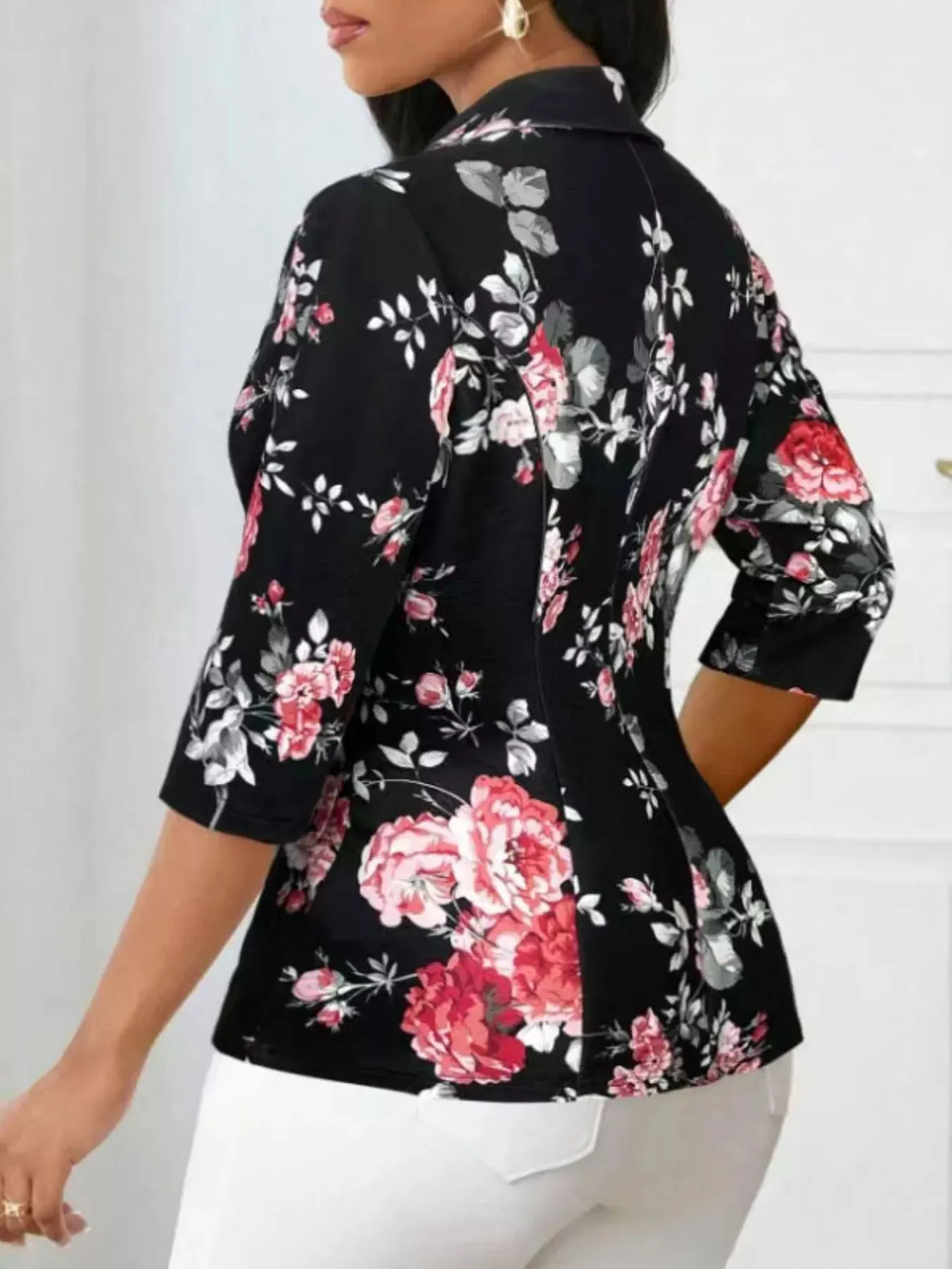 Floral Print One Button Casual Blazer sold by Charming Charlie product image thumbnail 4