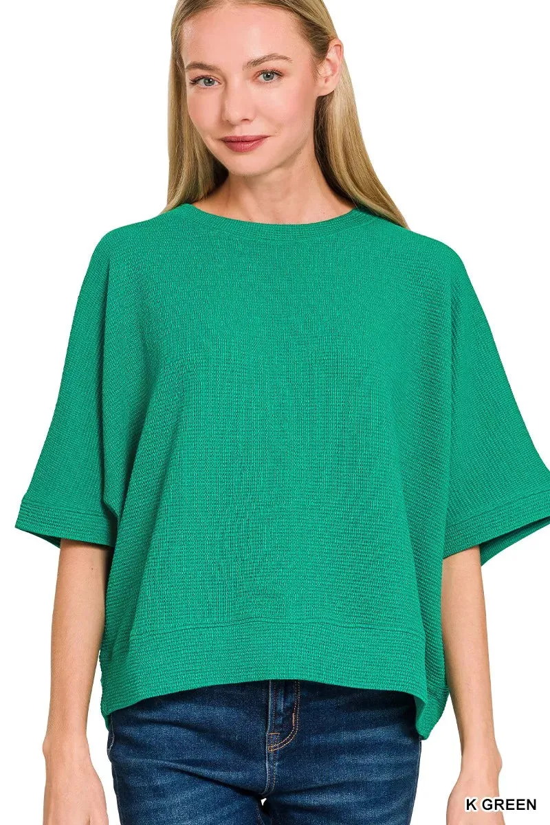 Zenana Double Knit Banded Bottom Short Sleeve Top sold by Charming Charlie product image thumbnail 3