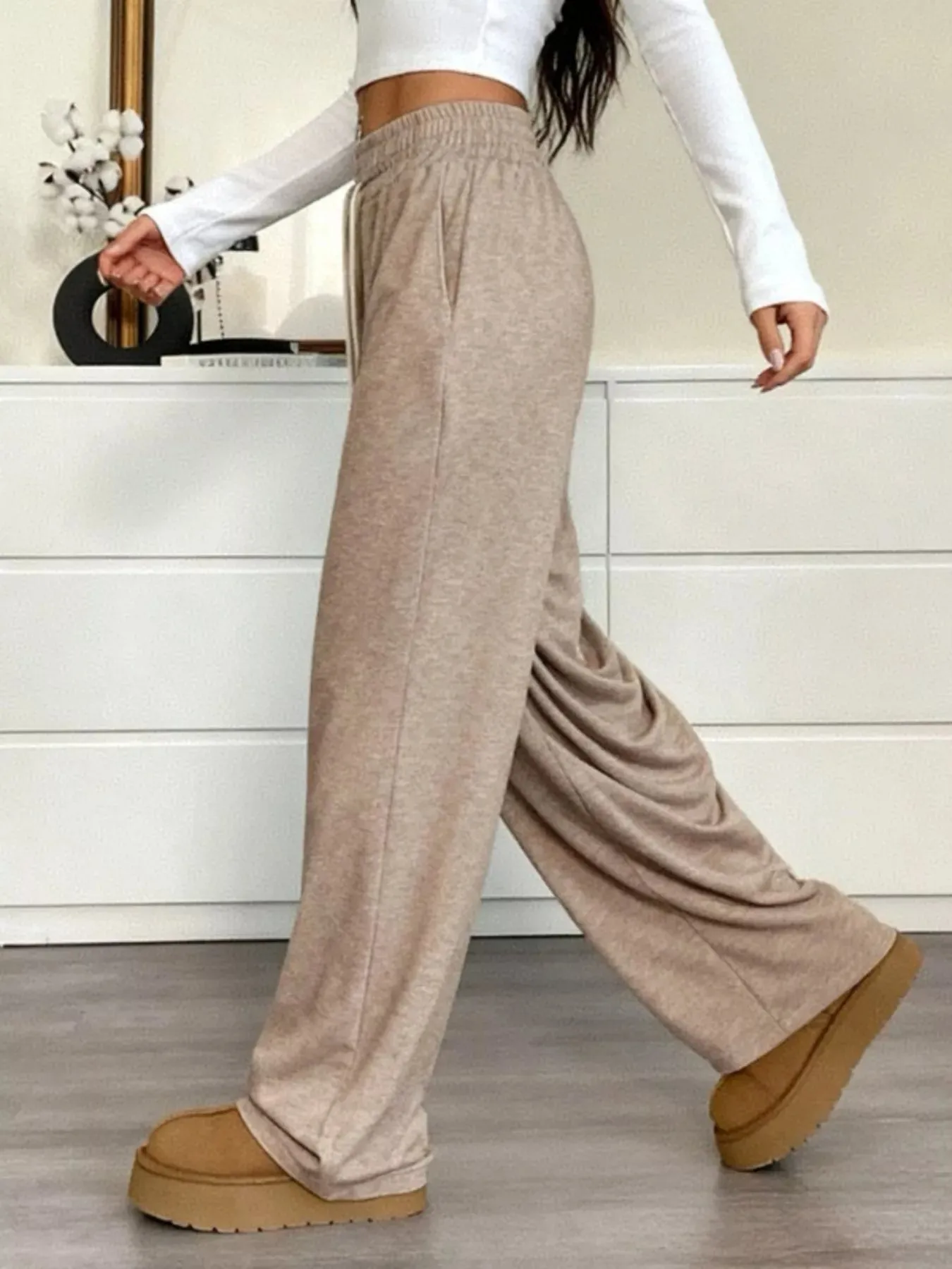 Casual Drawstring Waist Wide Leg Pants sold by Charming Charlie product image thumbnail 2