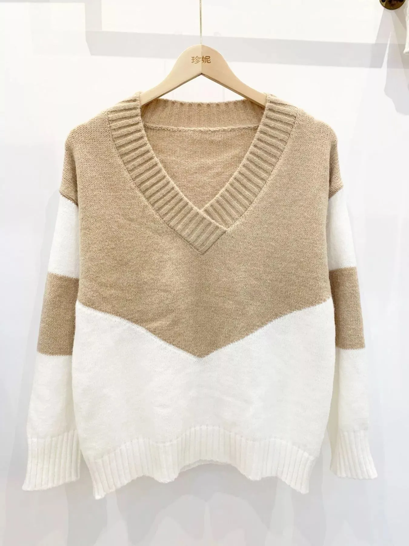 Color Block V-Neck Knit Sweater sold by Charming Charlie product image thumbnail 2