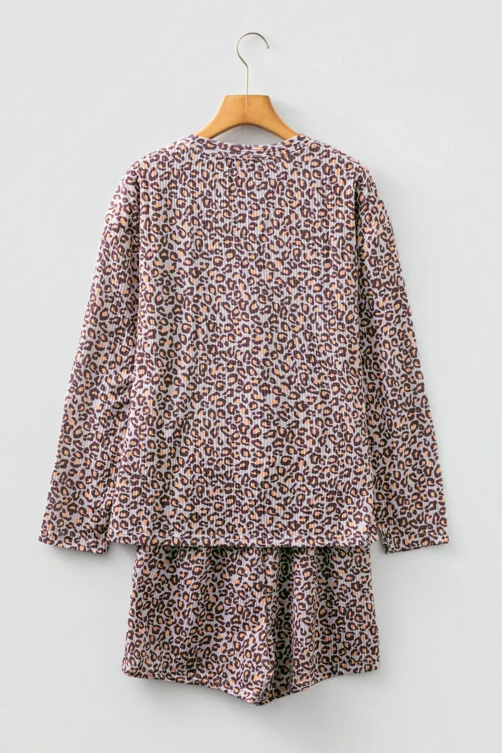 Leopard Ribbed Long Sleeve Top Drawstring Shorts 2pcs Outfit sold by Charming Charlie product image thumbnail 4