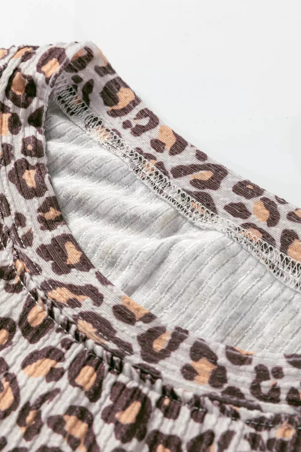 Leopard Ribbed Long Sleeve Top Drawstring Shorts 2pcs Outfit sold by Charming Charlie product image thumbnail 5