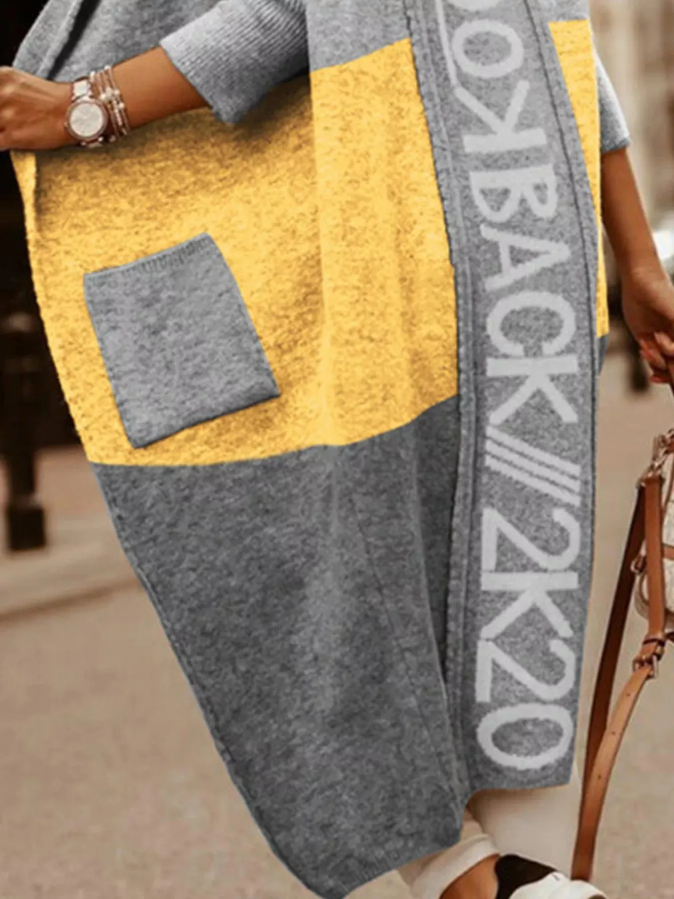 Full Size Hooded Color Block Open Front Cardigan Plus Size sold by Charming Charlie product image thumbnail 5