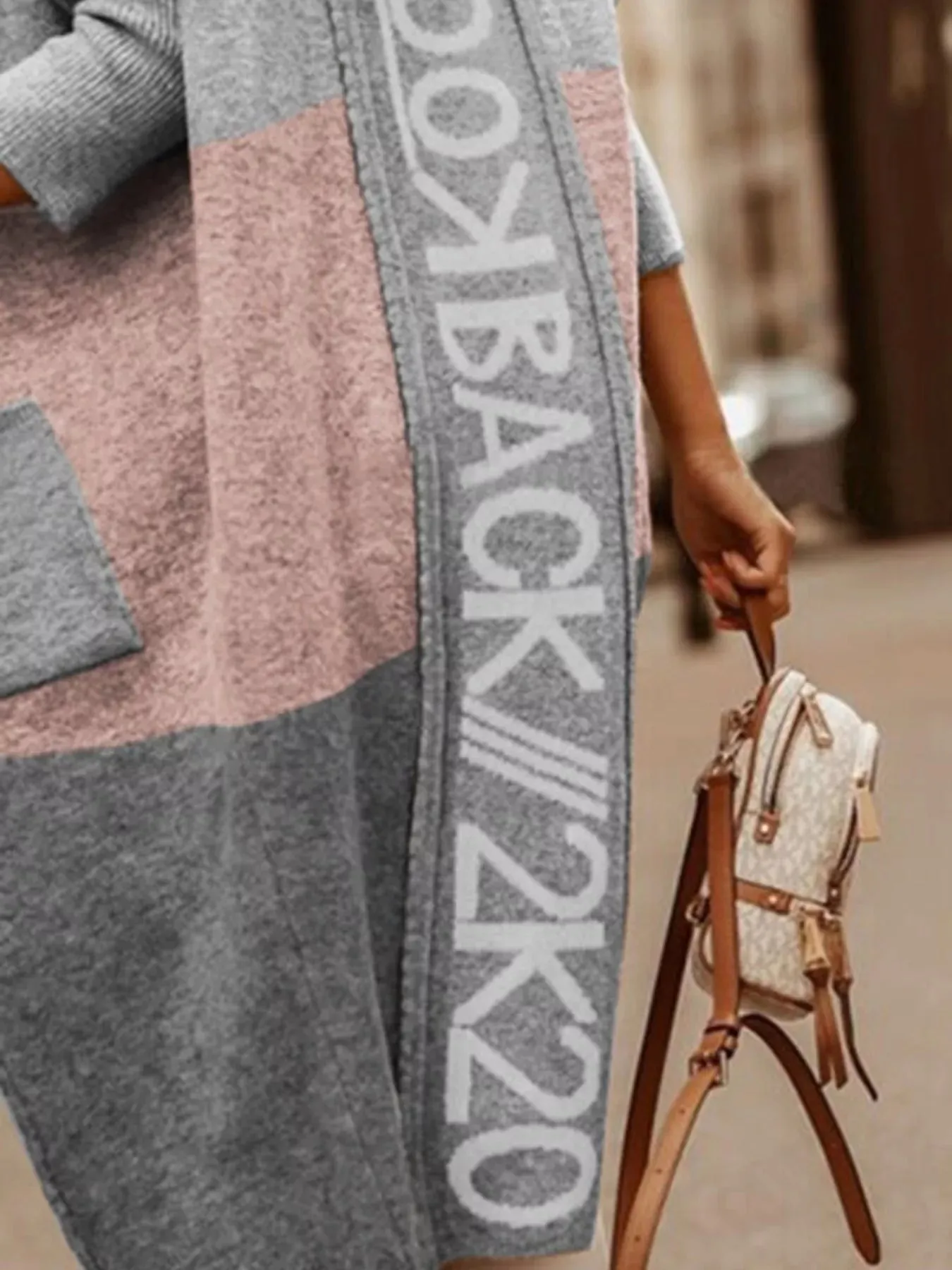 Full Size Hooded Color Block Open Front Cardigan Plus Size sold by Charming Charlie product image thumbnail 3