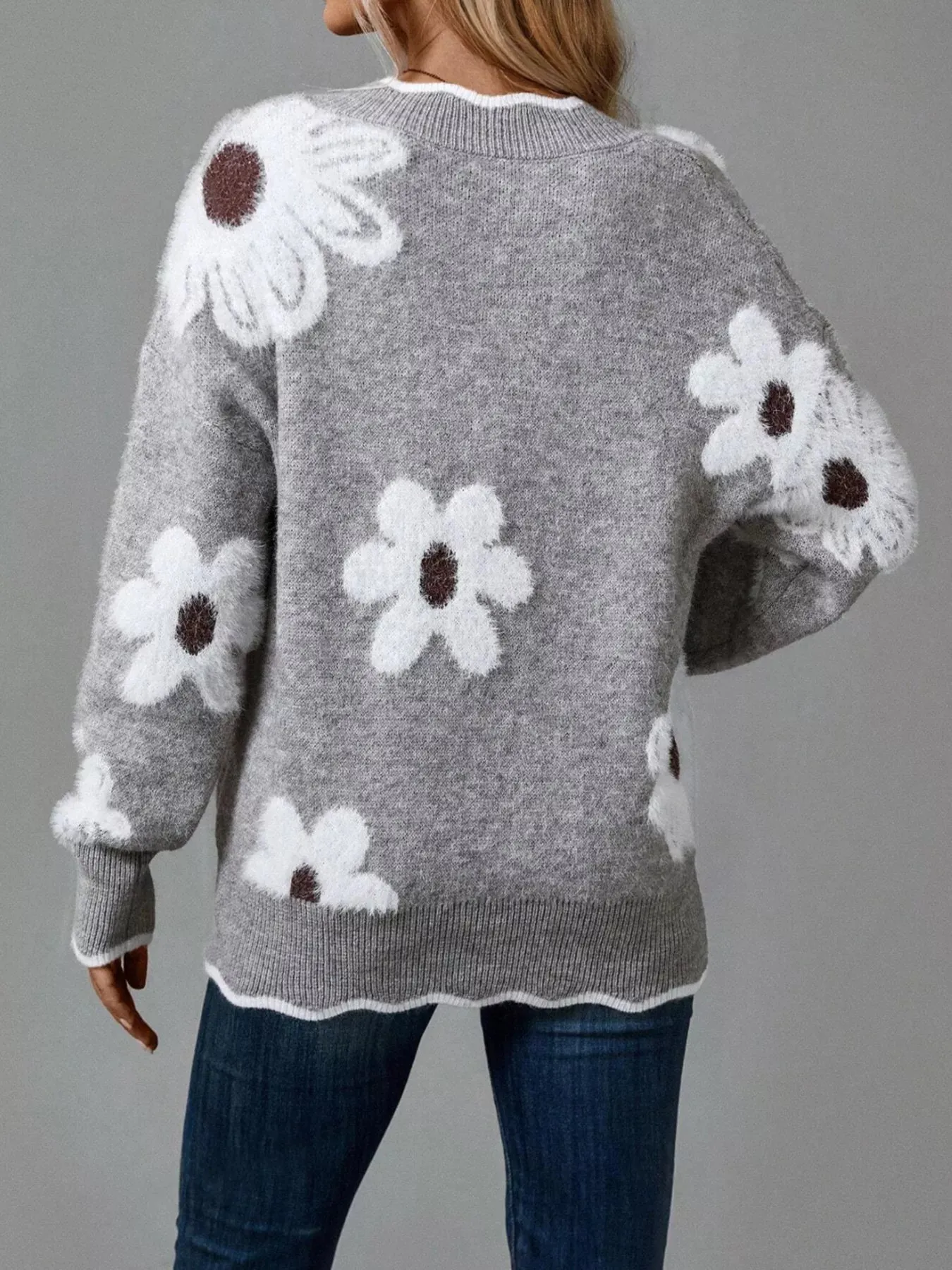 Floral V-Neck Long Sleeve Sweater sold by Charming Charlie product image thumbnail 5