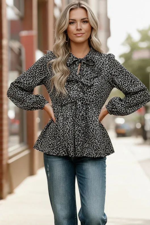 Midnight Petal Bowtie Blouse sold by Charming Charlie product image thumbnail 3