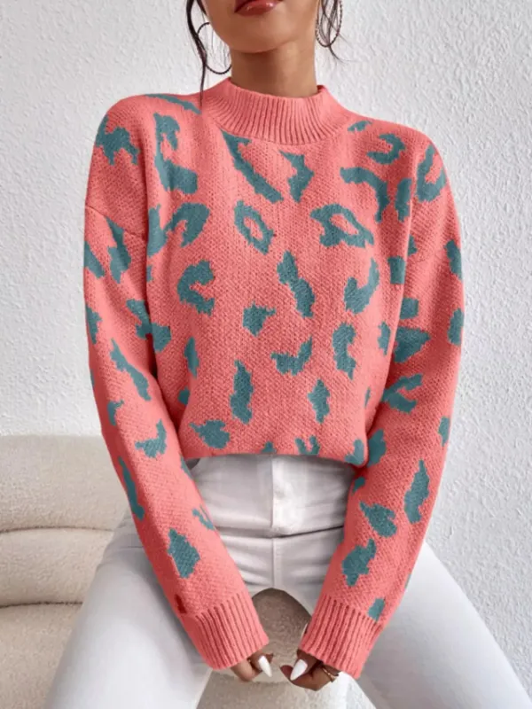 Leopard Mock Neck Sweater sold by Charming Charlie