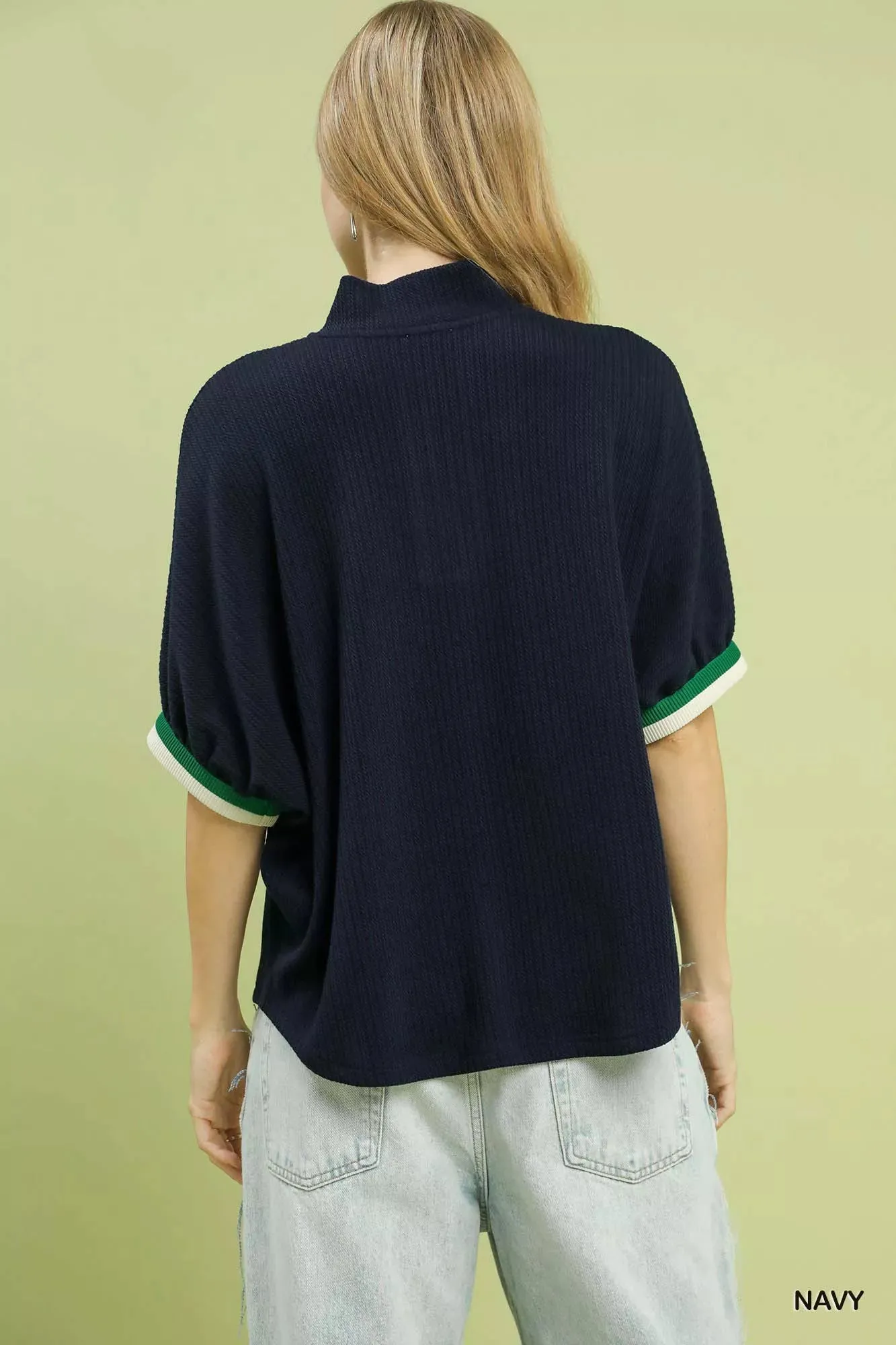 Umgee Textured Knit Top with Striped Contrast Trim sold by Charming Charlie product image thumbnail 2