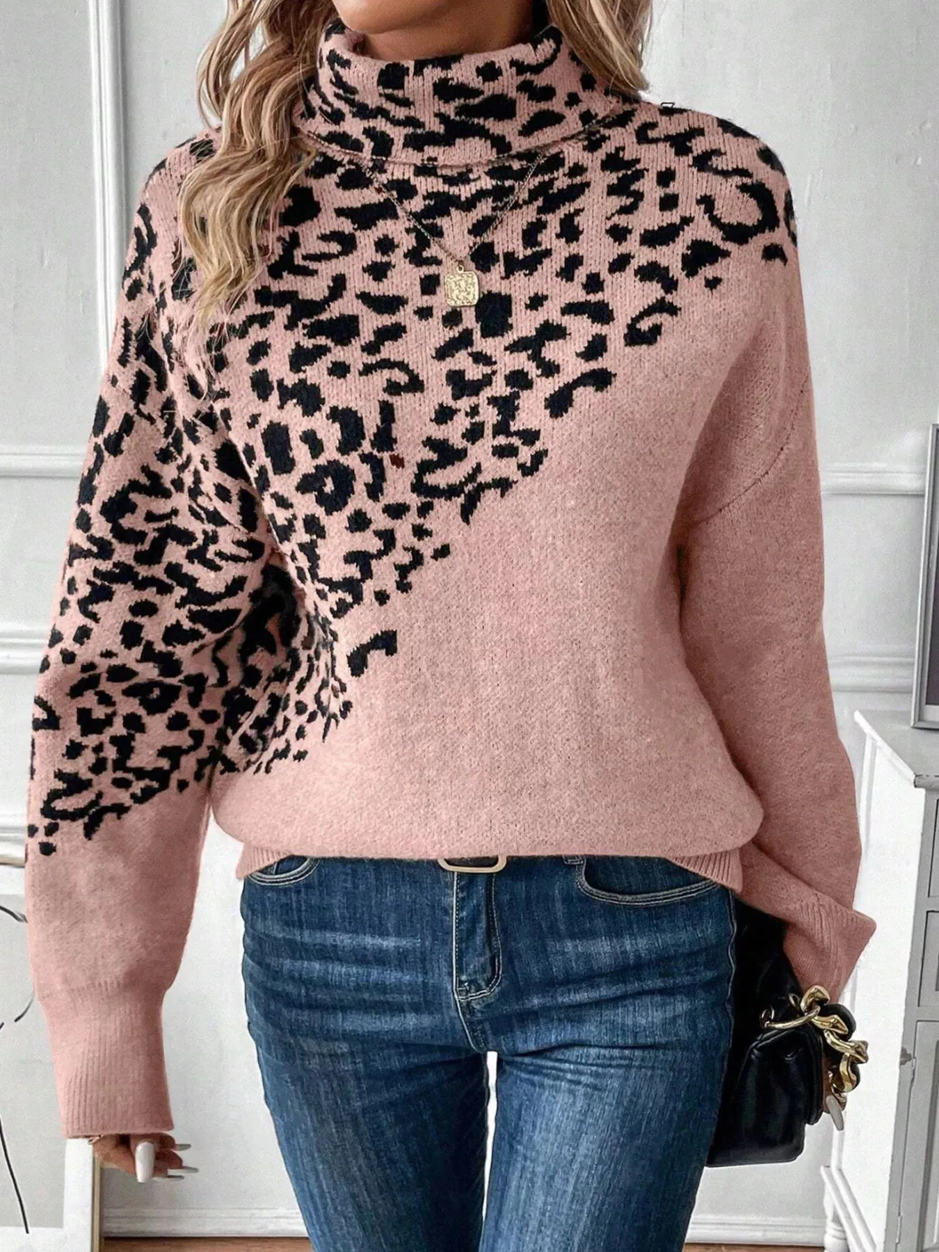 Leopard Turtleneck Long Sleeve Sweater sold by Charming Charlie product image thumbnail 5