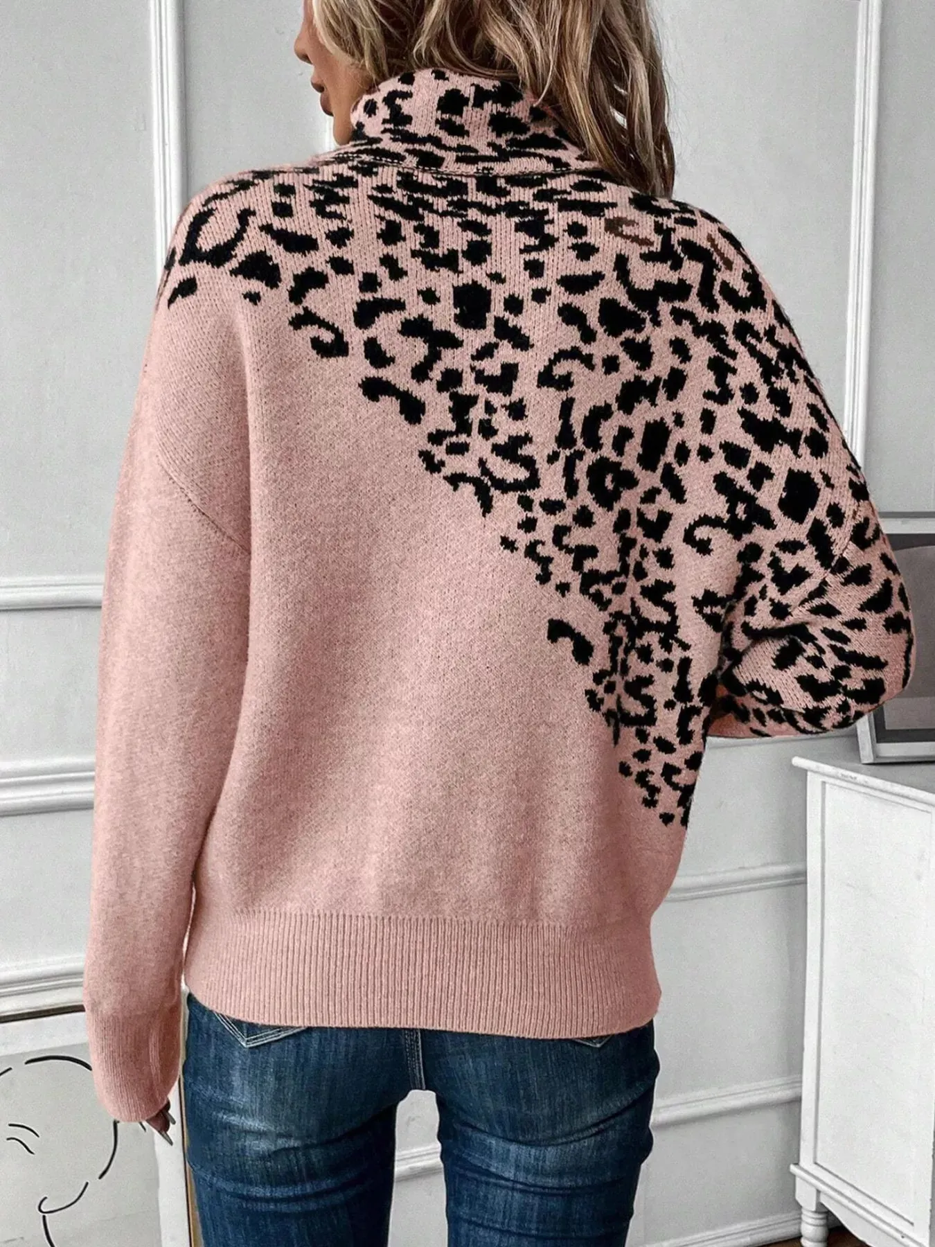 Leopard Turtleneck Long Sleeve Sweater sold by Charming Charlie product image thumbnail 2