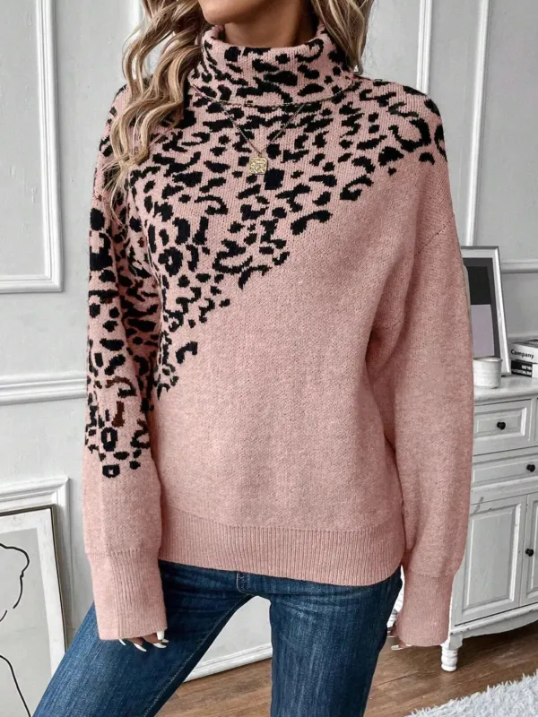 Leopard Turtleneck Long Sleeve Sweater sold by Charming Charlie