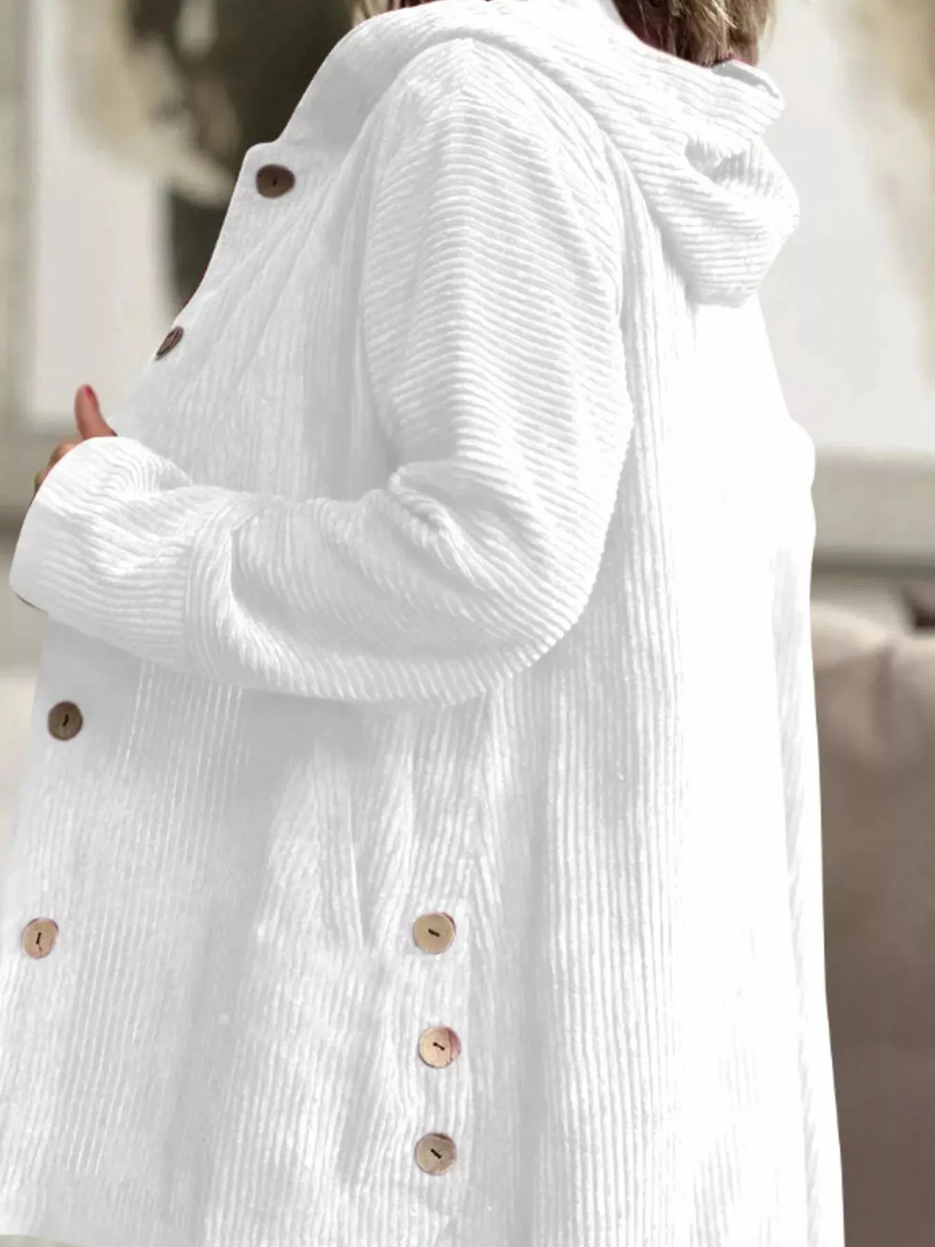 Full Size Corduroy Button Up Hooded Jacket Plus Size sold by Charming Charlie product image thumbnail 5