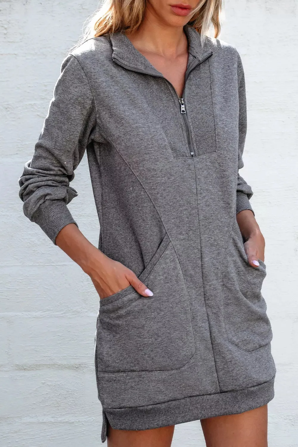 Zip Front Long Sleeve Sweatshirt Dress sold by Charming Charlie product image thumbnail 2