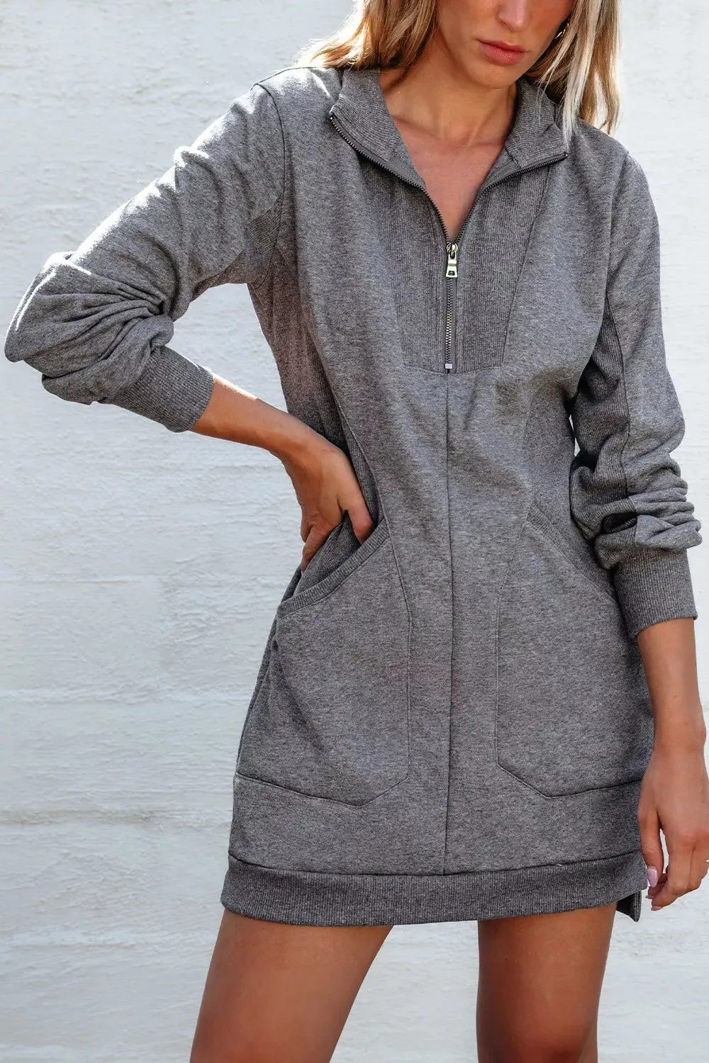 Zip Front Long Sleeve Sweatshirt Dress sold by Charming Charlie product image thumbnail 3