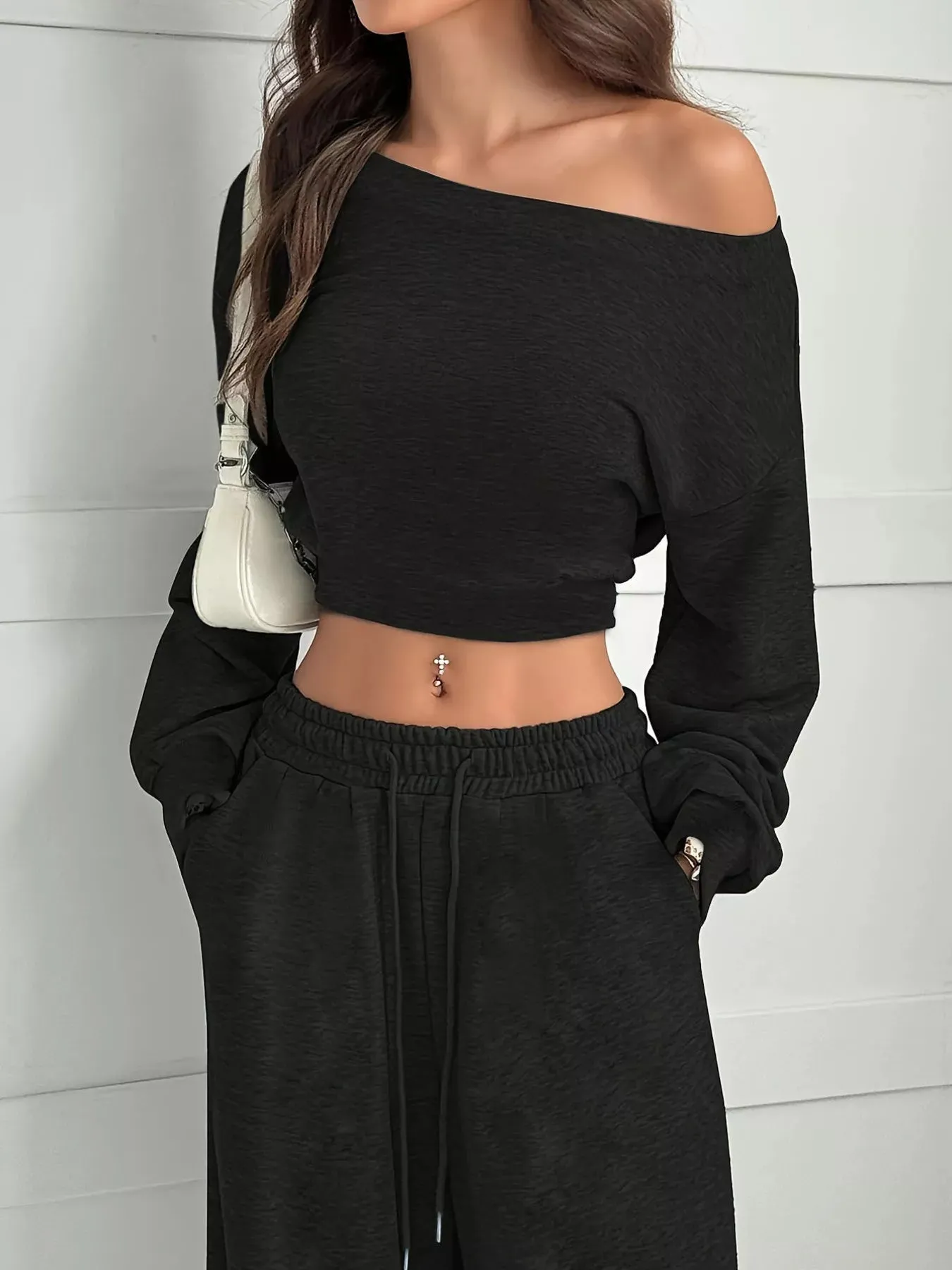Boat Neck Long Sleeve Top and Pants Set sold by Charming Charlie product image thumbnail 3