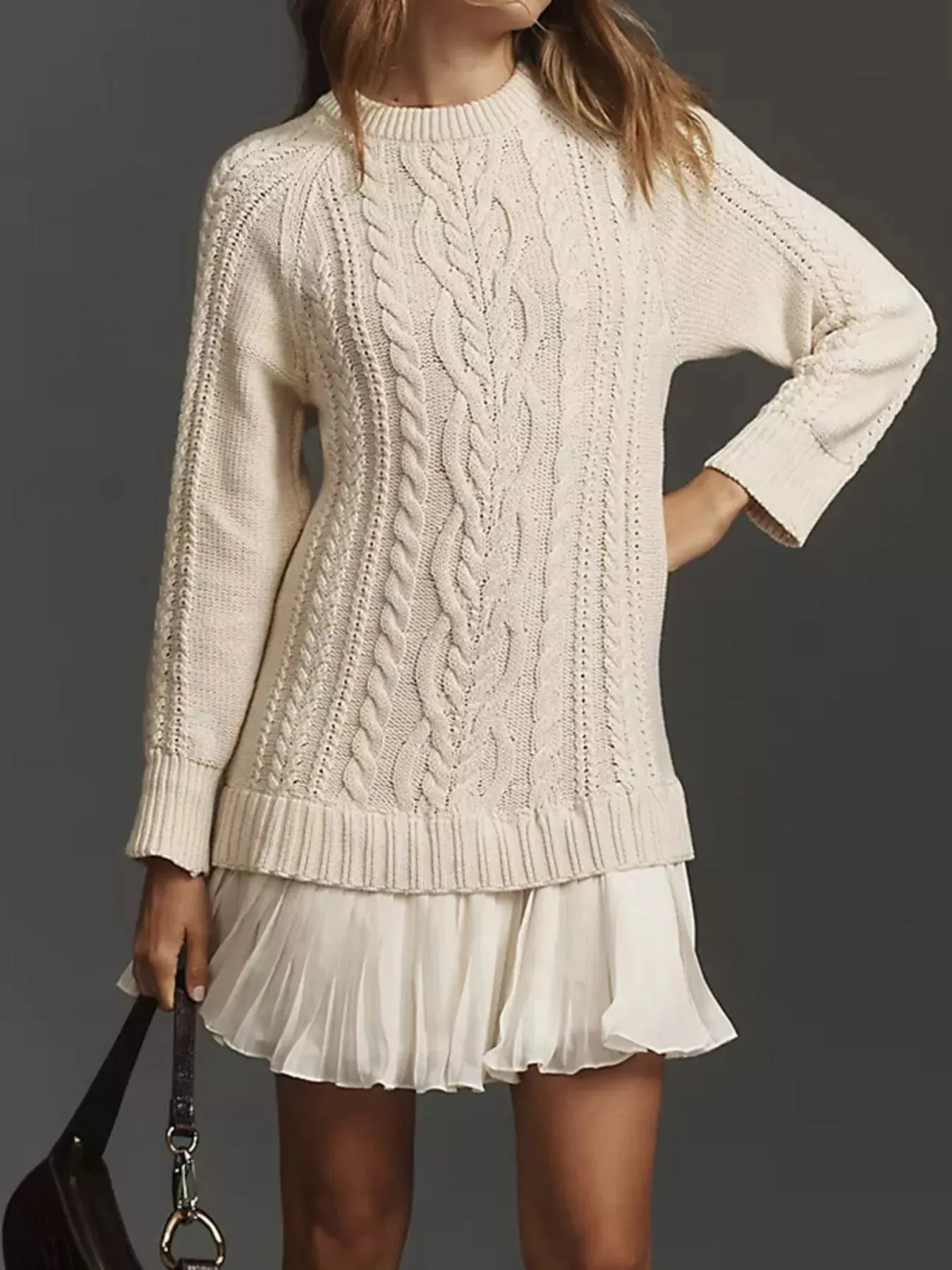 Full Size Cable-Knit Mini Sweater Dress Plus Size sold by Charming Charlie