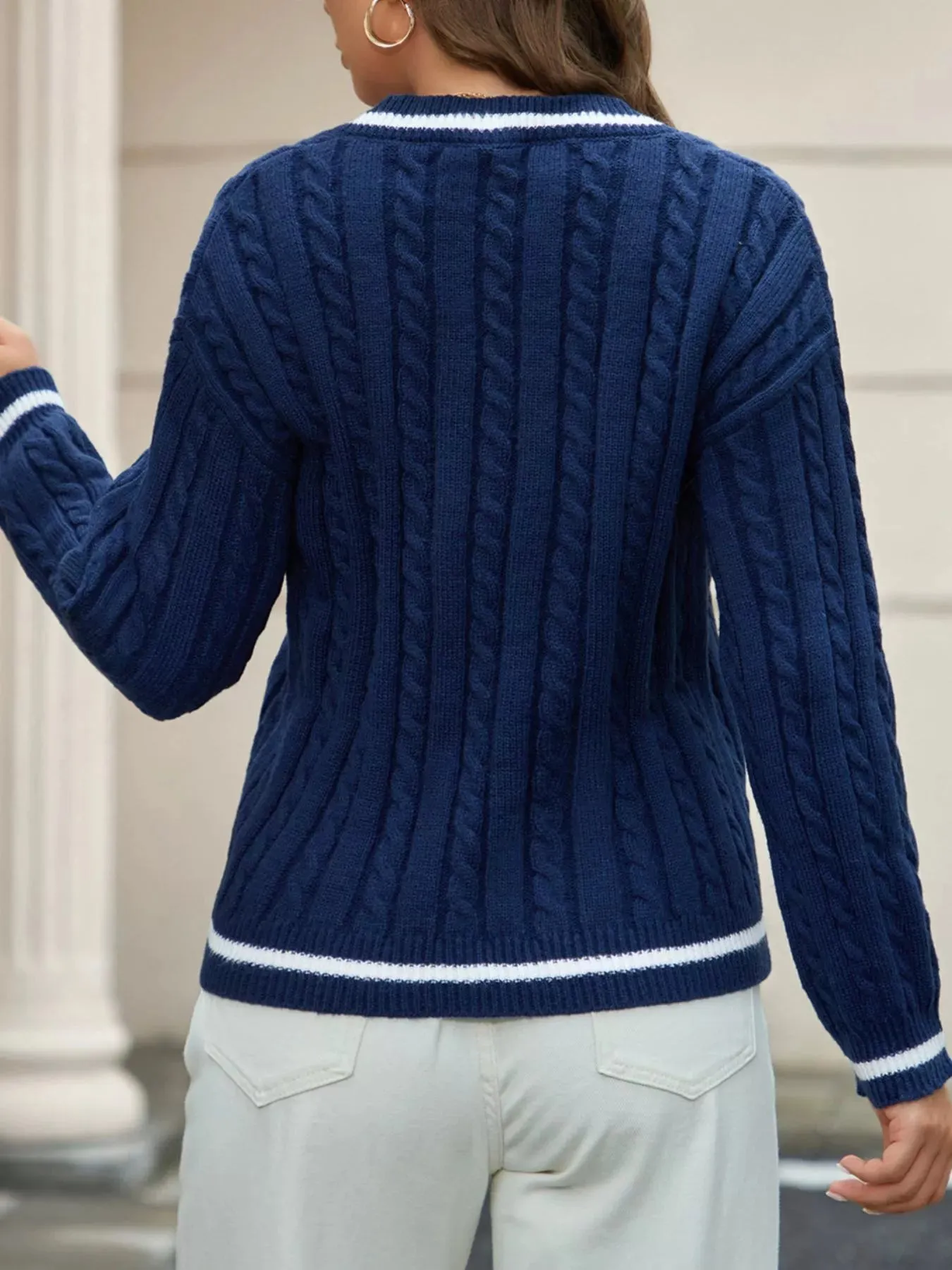 Classic Cable Knit V-Neck Sweater sold by Charming Charlie product image thumbnail 5
