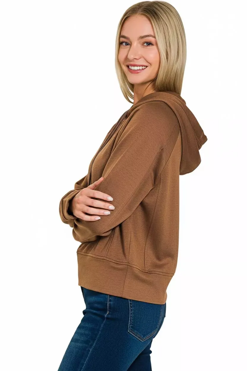 Zenana Drawstring Scuba Hoodie sold by Charming Charlie product image thumbnail 3