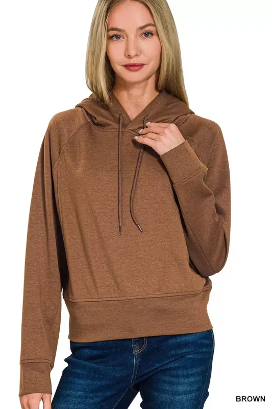 Zenana Drawstring Scuba Hoodie sold by Charming Charlie