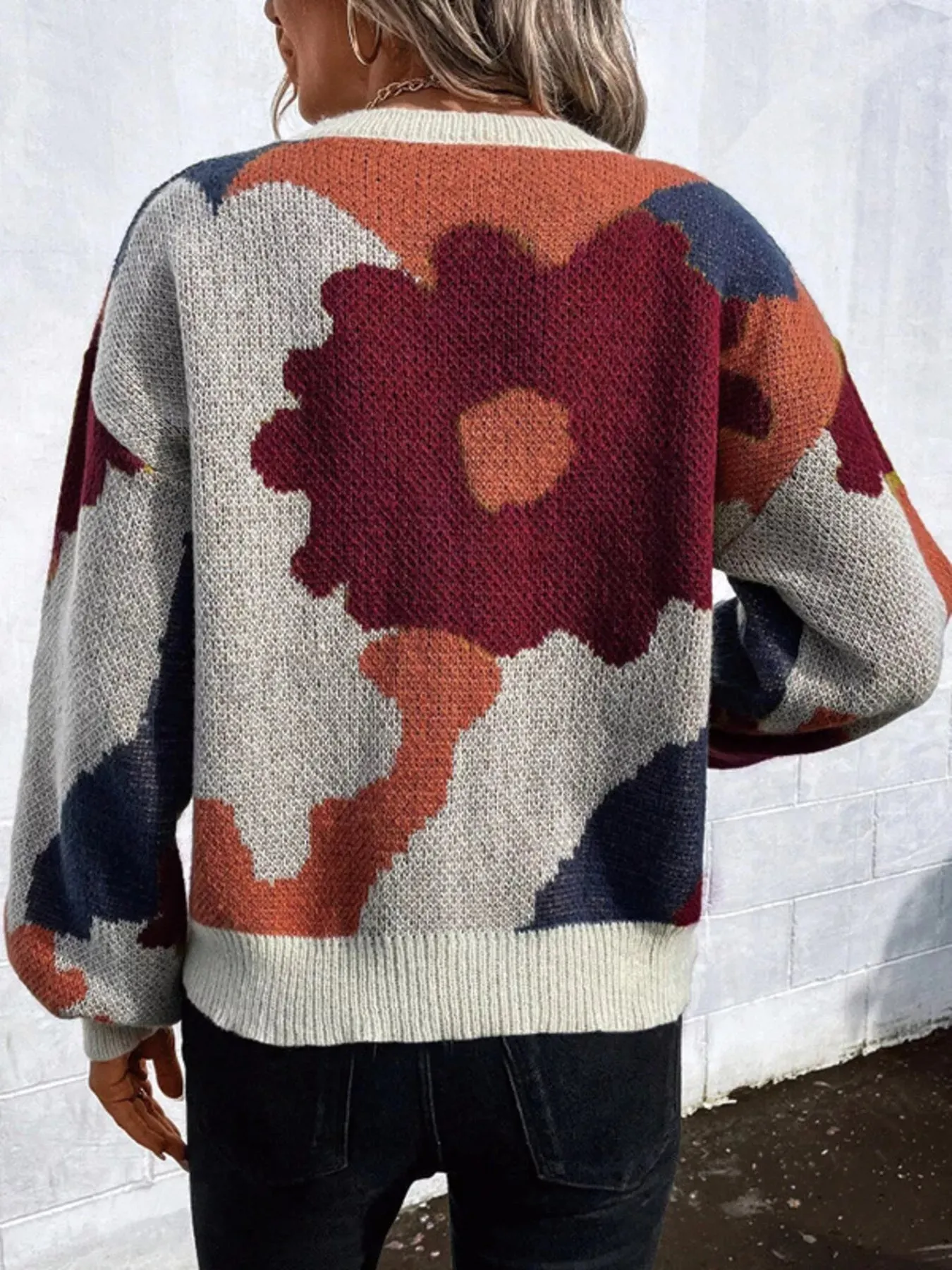 Floral Pattern Round Neck Sweater sold by Charming Charlie product image thumbnail 2