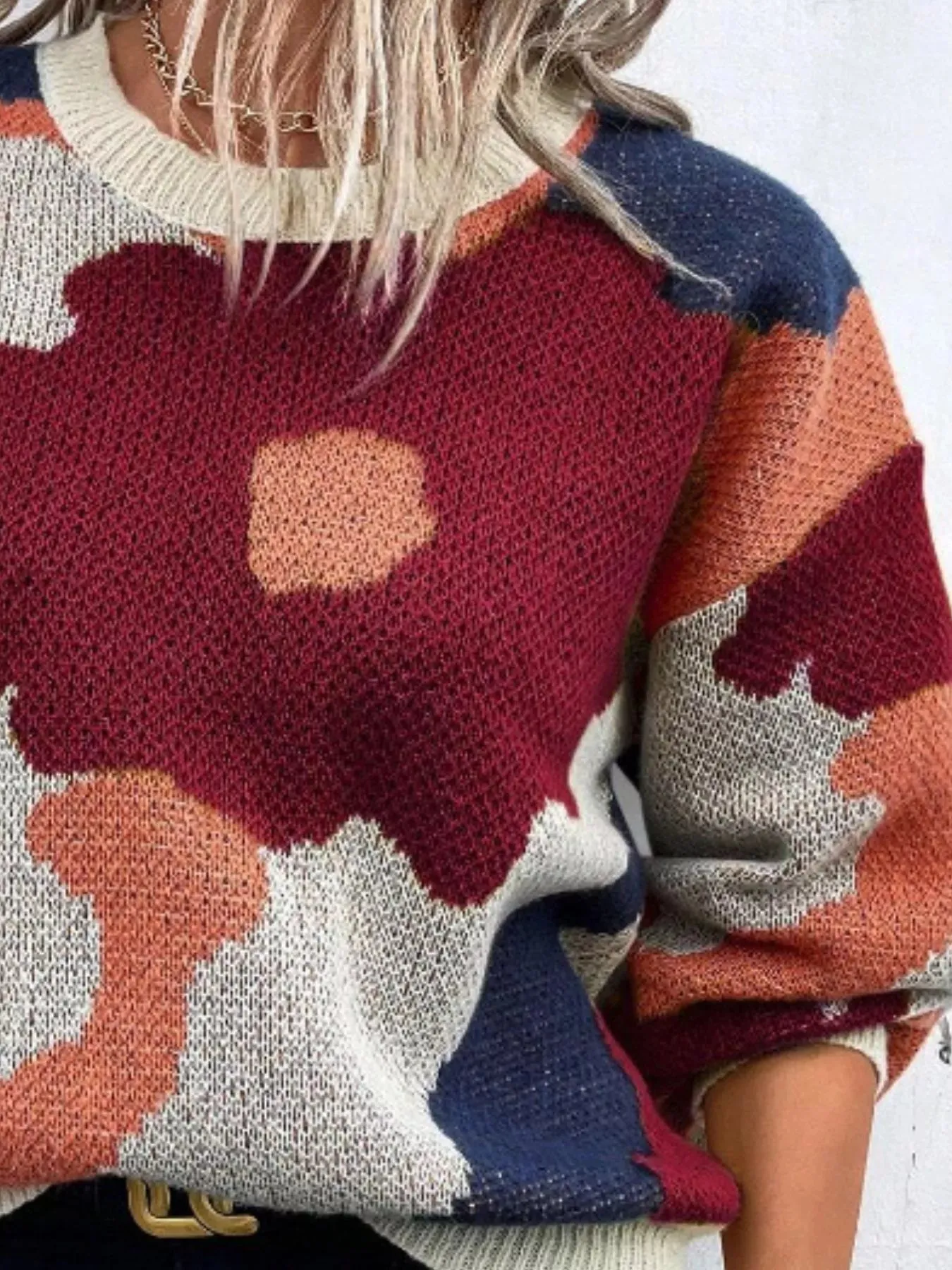 Floral Pattern Round Neck Sweater sold by Charming Charlie product image thumbnail 3