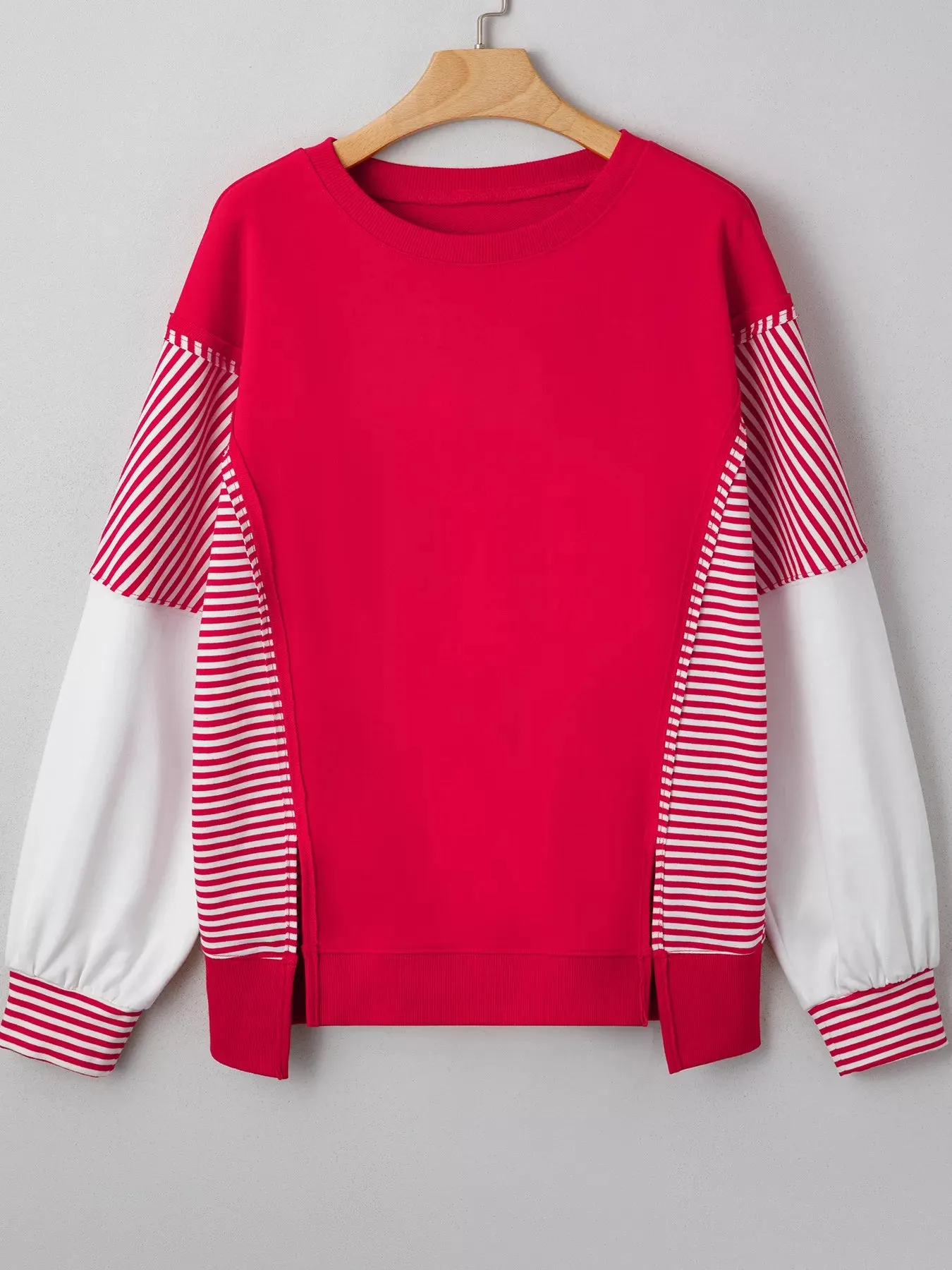 Striped Patchwork Sleeve Colorblock Sweatshirt sold by Charming Charlie product image thumbnail 5
