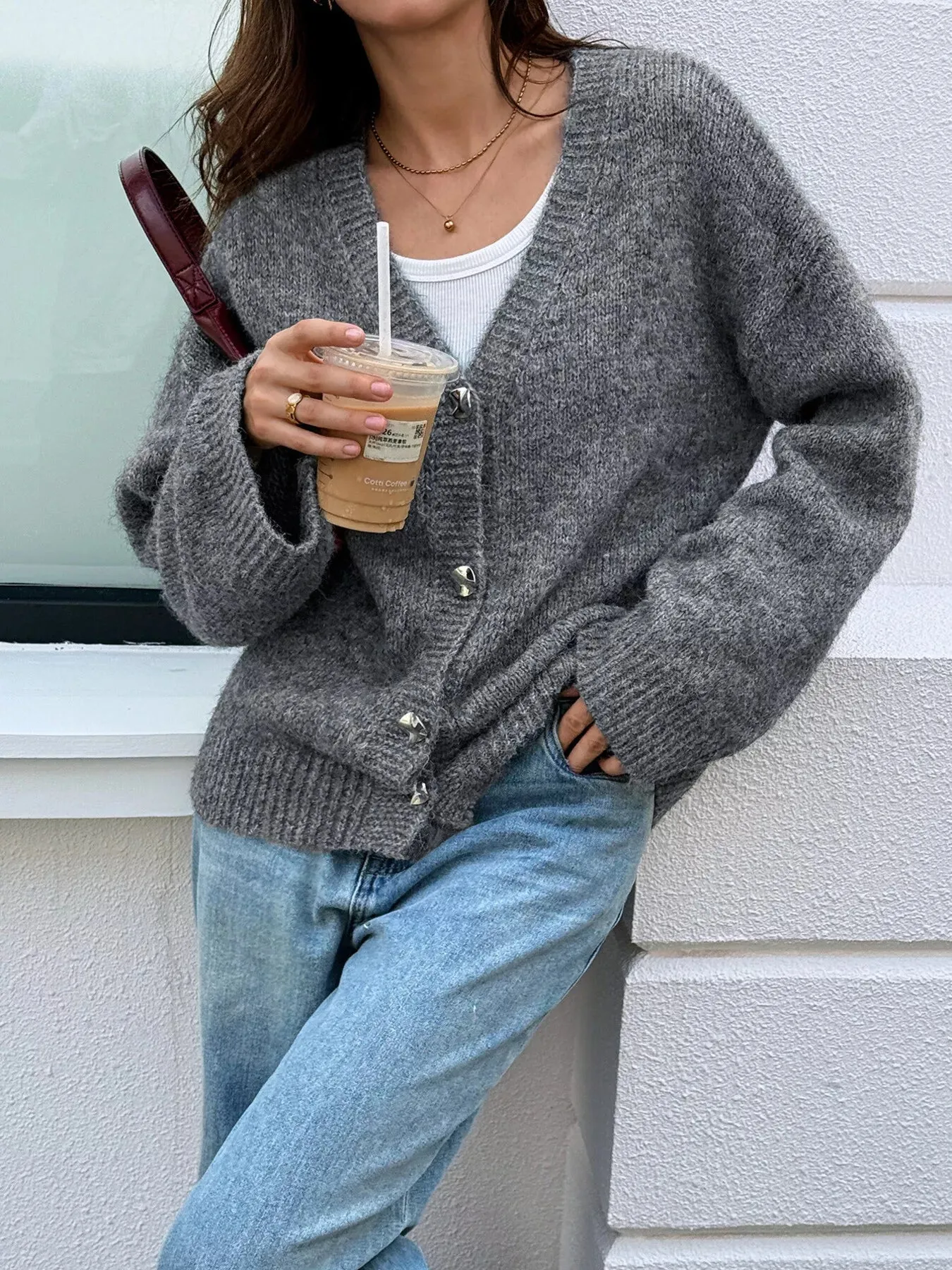 Button-Down Knit Cardigan sold by Charming Charlie product image thumbnail 4