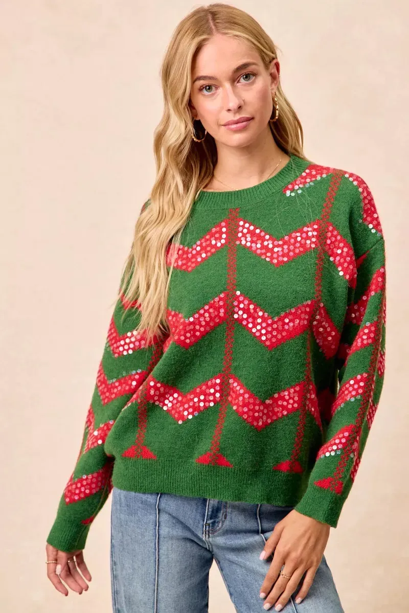 BiBi Christmas Theme Chevron Sequins Detail Sweater sold by Charming Charlie product image thumbnail 5