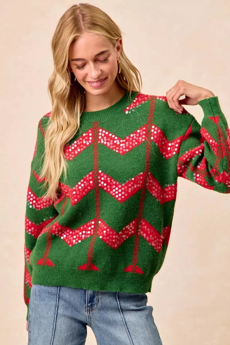 BiBi Christmas Theme Chevron Sequins Detail Sweater sold by Charming Charlie product image thumbnail 2