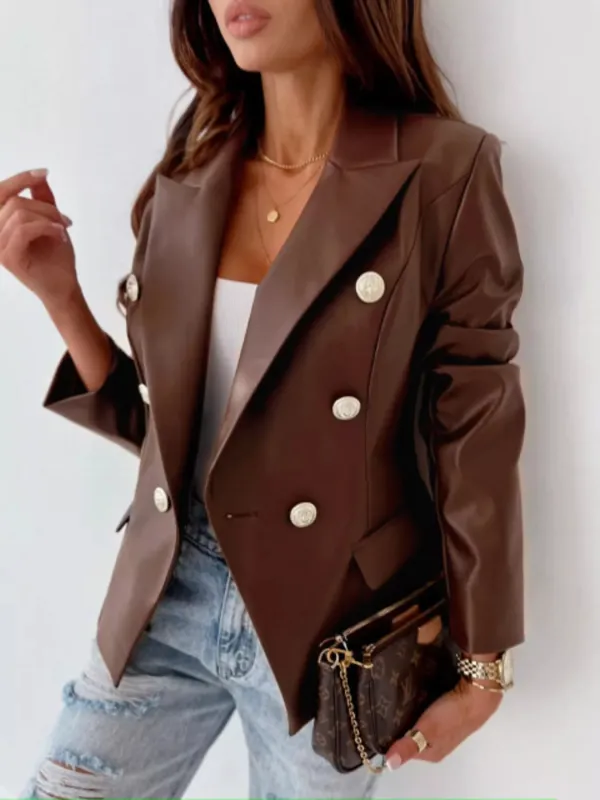 Lapel Collar Leather Blazer sold by Charming Charlie