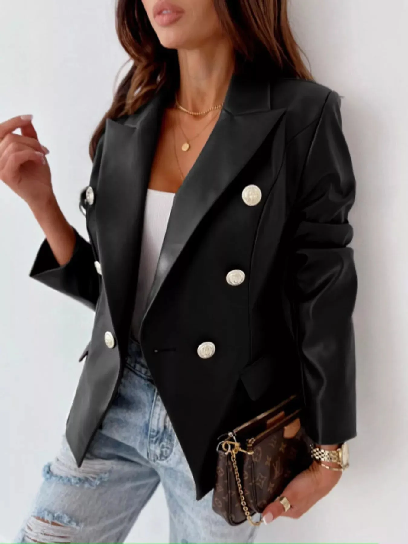 Lapel Collar Leather Blazer sold by Charming Charlie product image thumbnail 5