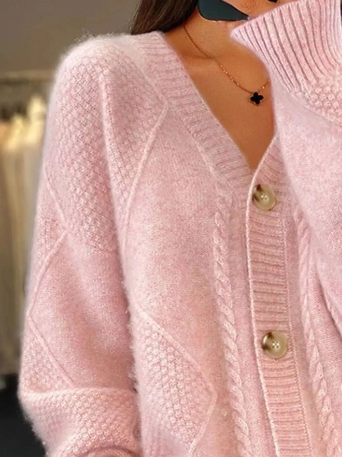 Full Size Textured Knit Button-Down Cardigan Plus Size sold by Charming Charlie product image thumbnail 5