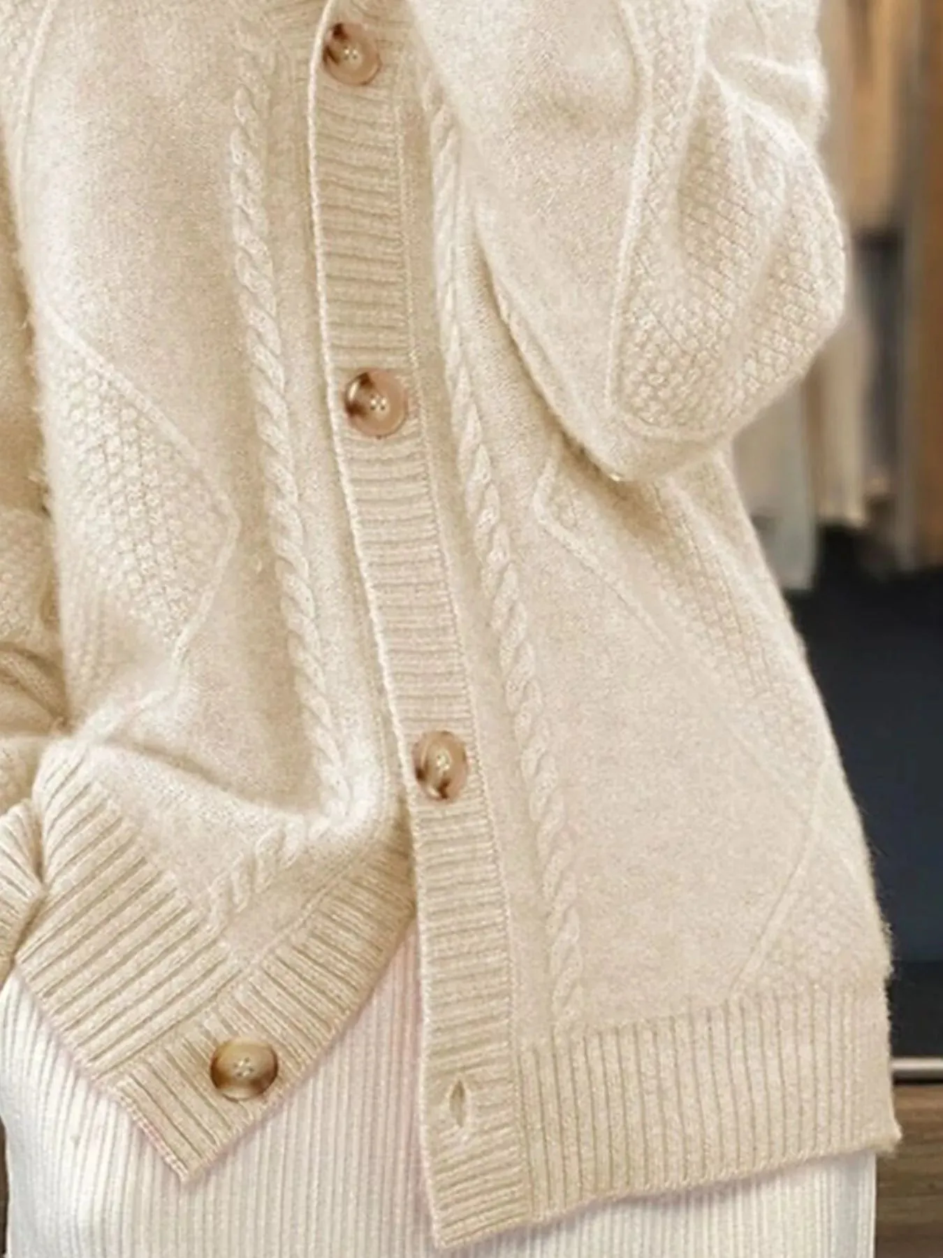 Full Size Textured Knit Button-Down Cardigan Plus Size sold by Charming Charlie product image thumbnail 3