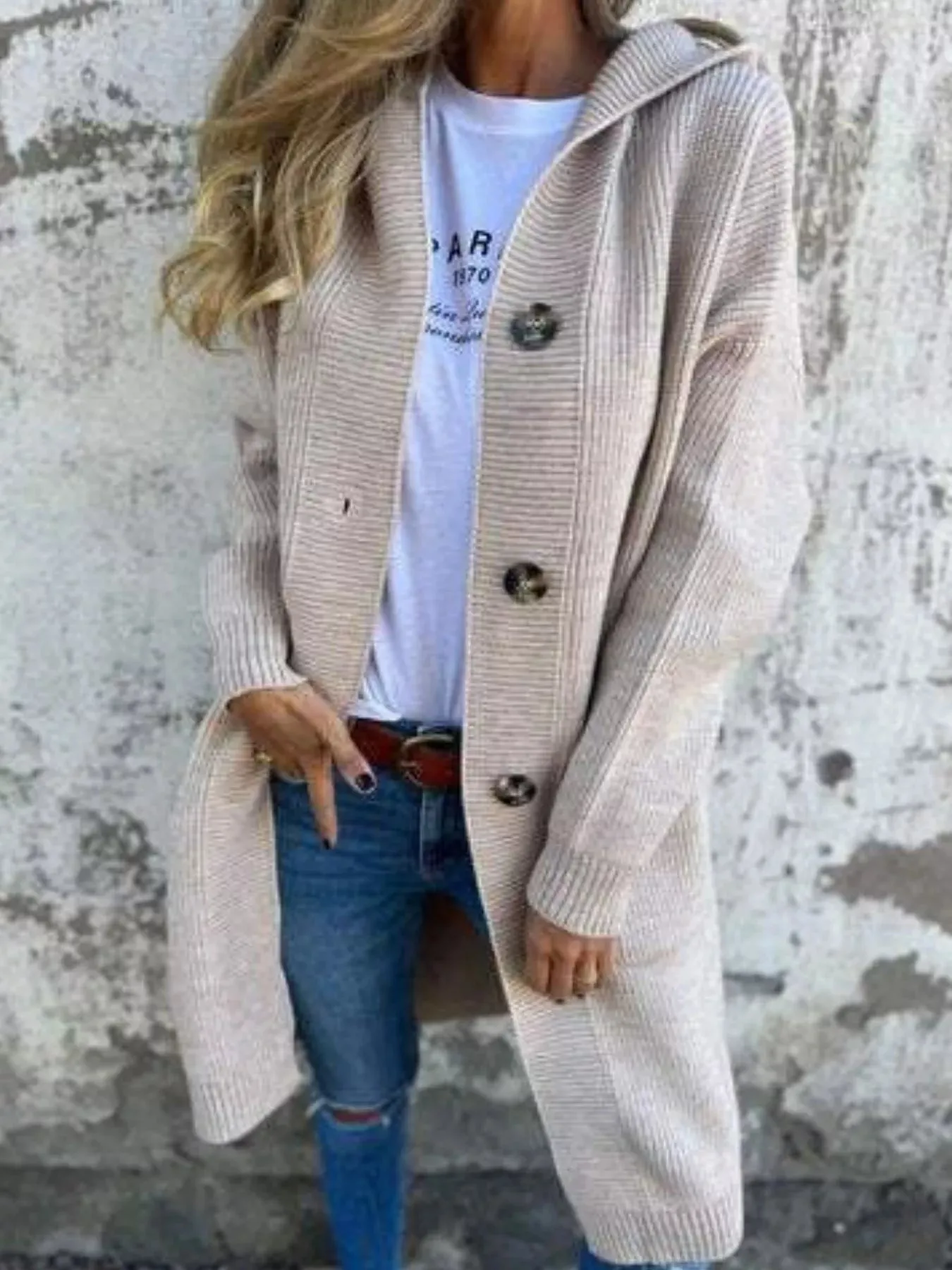 Full Size Button-Down Hooded Cardigan Plus Size sold by Charming Charlie product image thumbnail 2