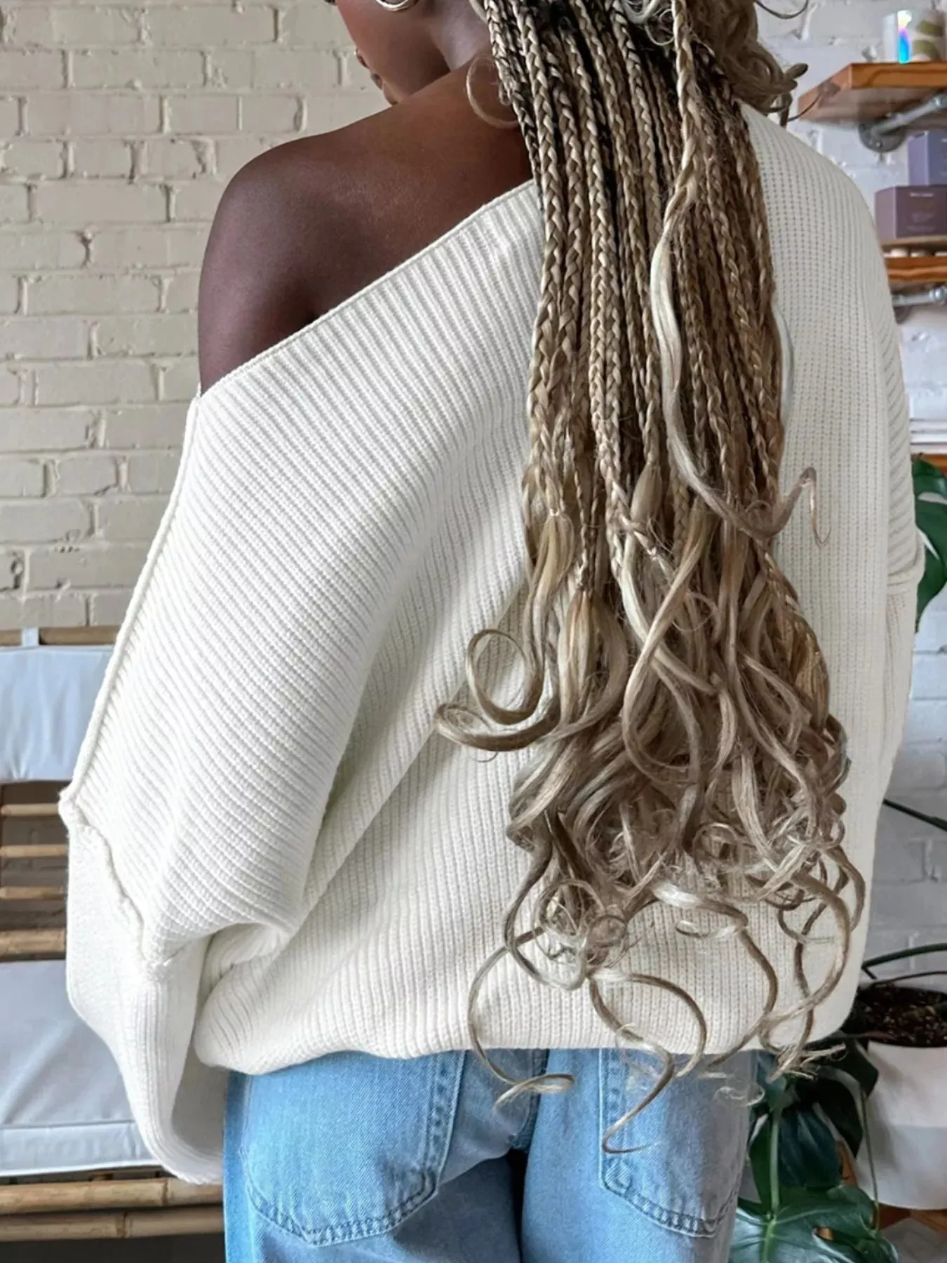 One Shoulder Ribbed Knit Sweater sold by Charming Charlie product image thumbnail 5