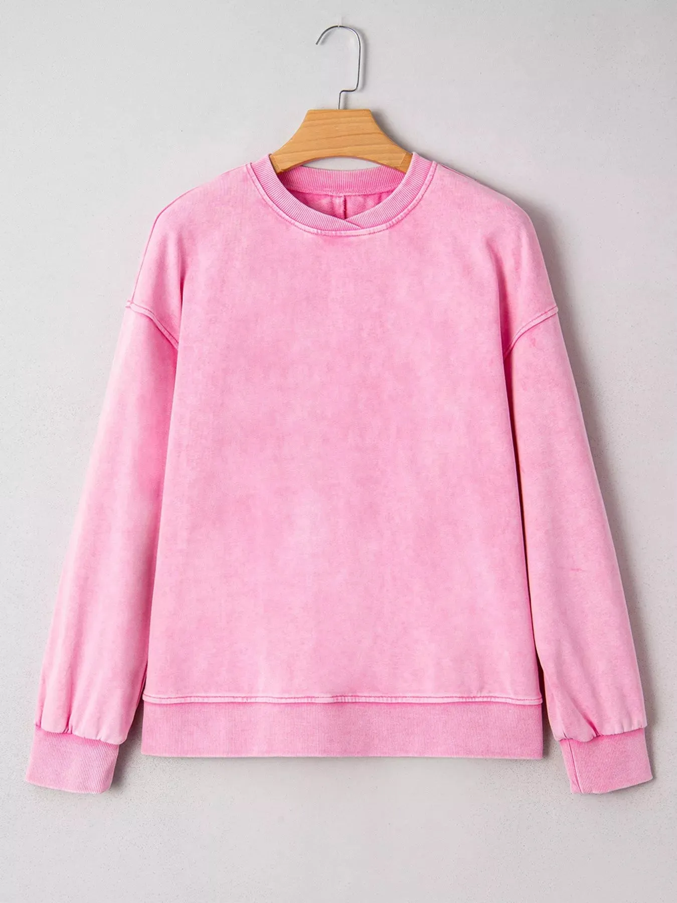 Mineral Wash Crossed Crew Neck Drop Shoulder Loose Sweatshirt sold by Charming Charlie product image thumbnail 4