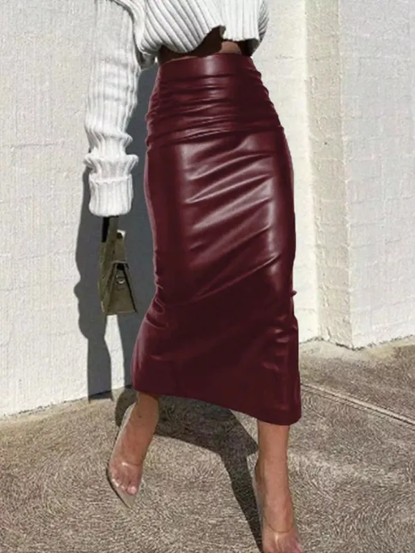 Slit Back Leather Skirt sold by Charming Charlie