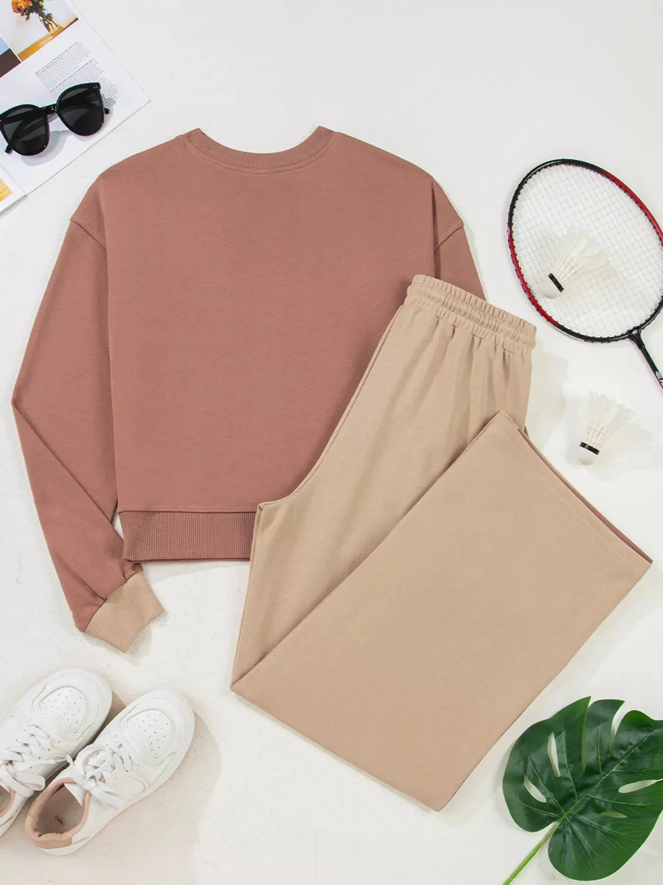 Color Block Long Sleeve Crop Top Drawstring Pant Set sold by Charming Charlie product image thumbnail 5