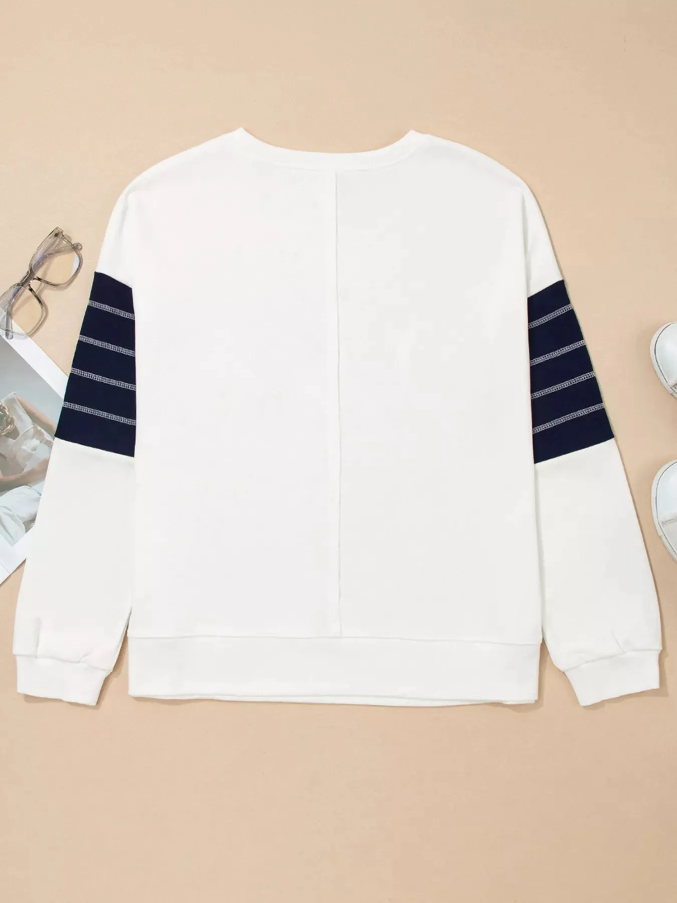 Exposed Seam Detail Color Block Patch Pocket Drop Shoulder Sweatshirt sold by Charming Charlie product image thumbnail 4