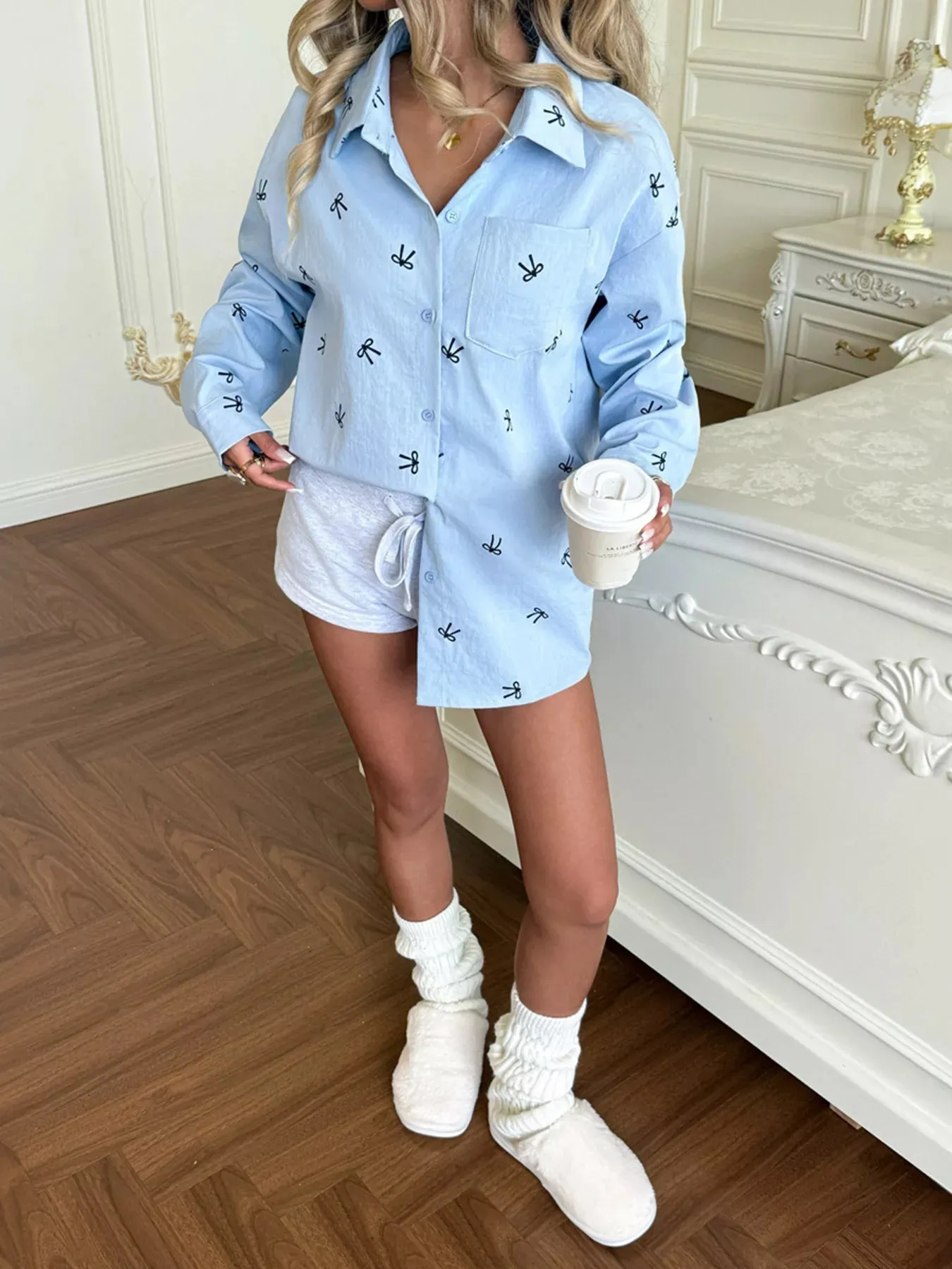 Bow Print Long Sleeve Shirt sold by Charming Charlie product image thumbnail 2